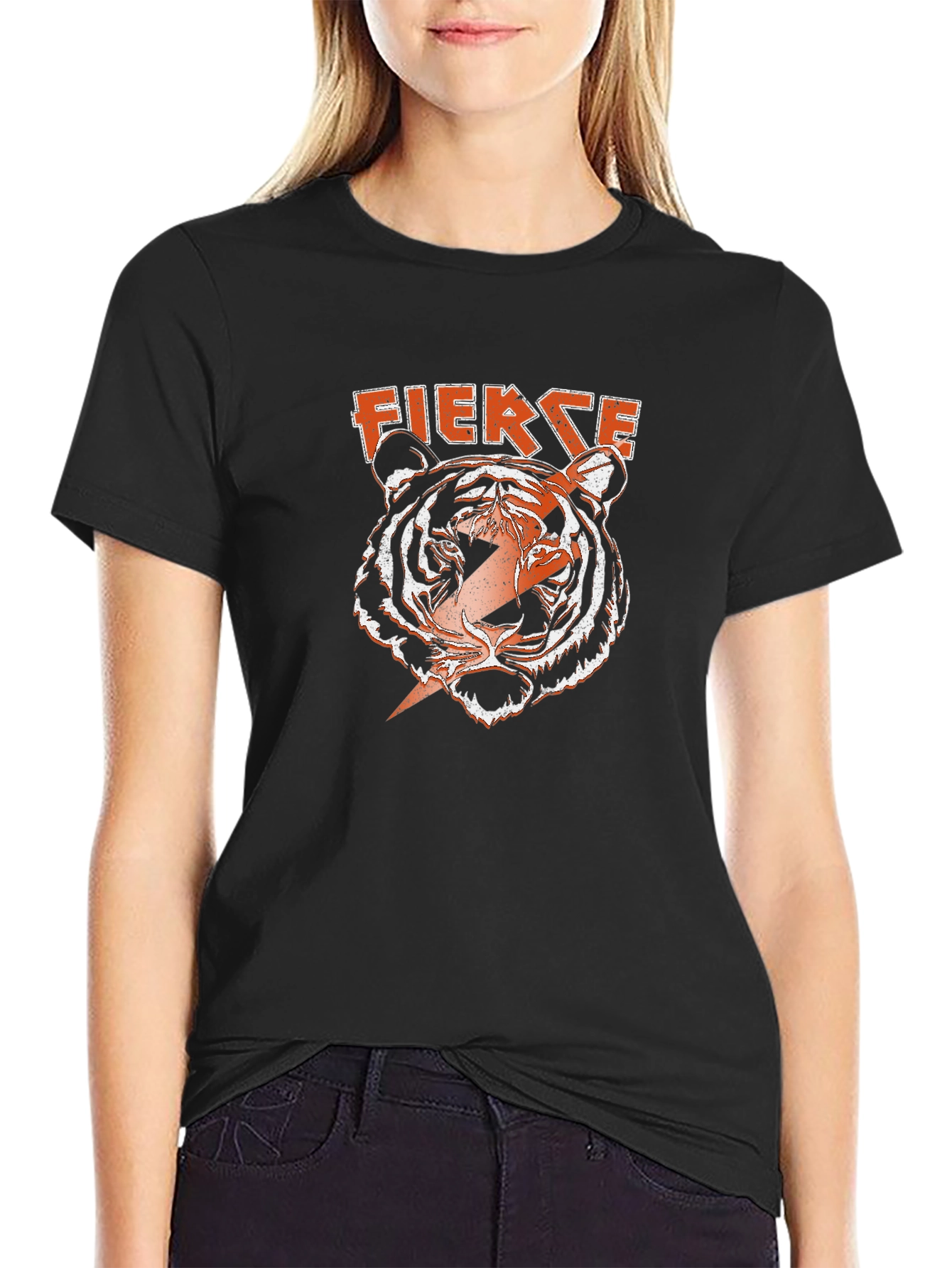 Fierce Tiger Graphic Tee - Bold Lightning Design