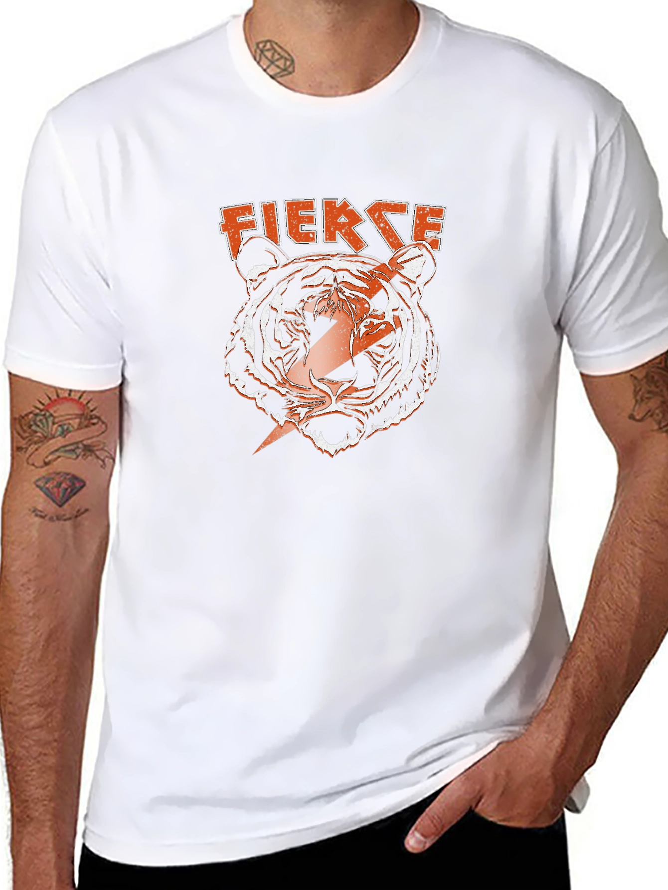 Fierce Tiger Graphic Tee - Bold Lightning Design