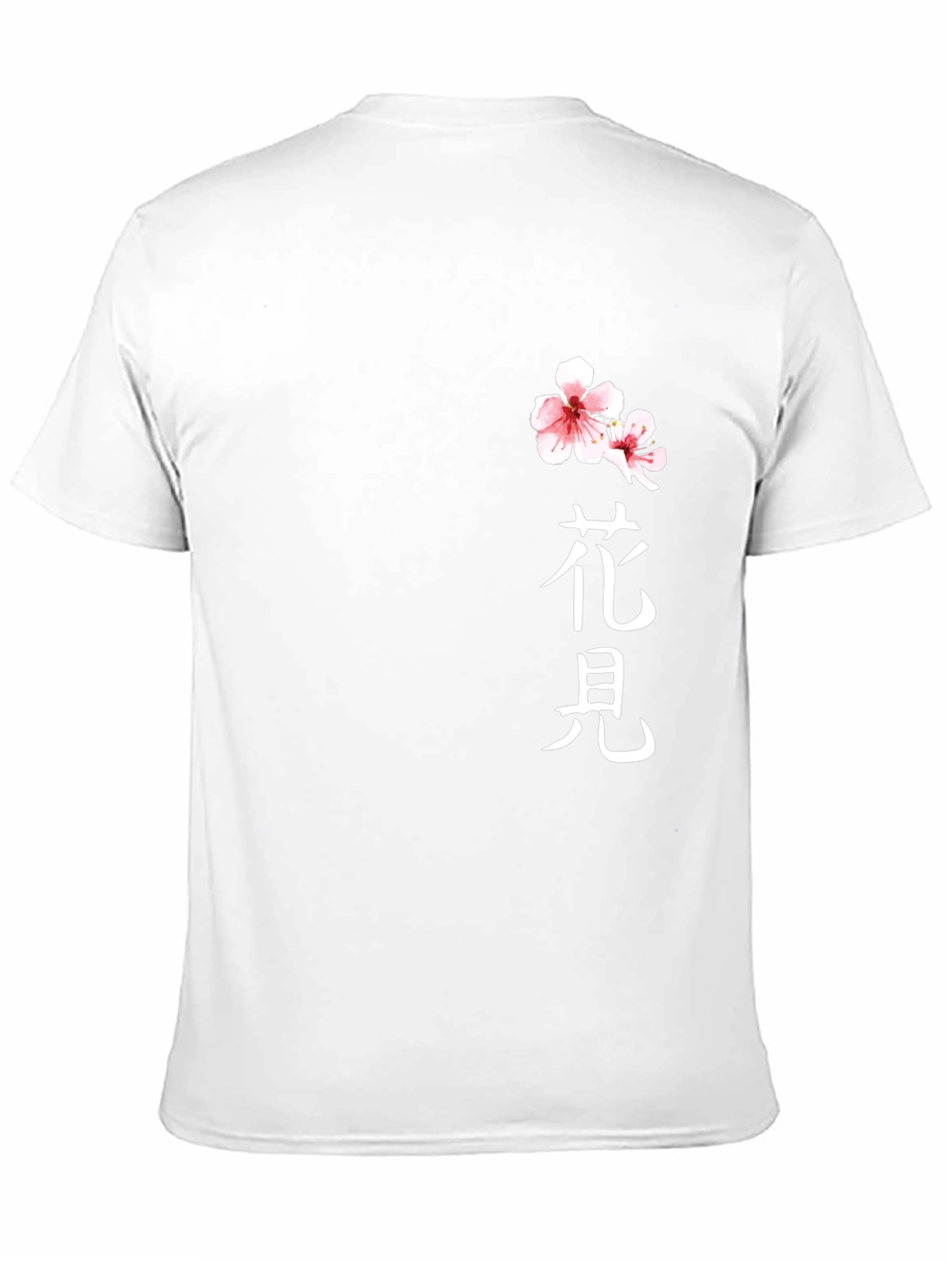 Black T-Shirt with Floral Japanese Kanji Design
