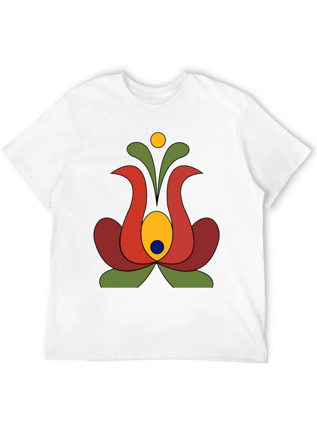 Retro Floral Graphic Tee - Black Cotton T-Shirt