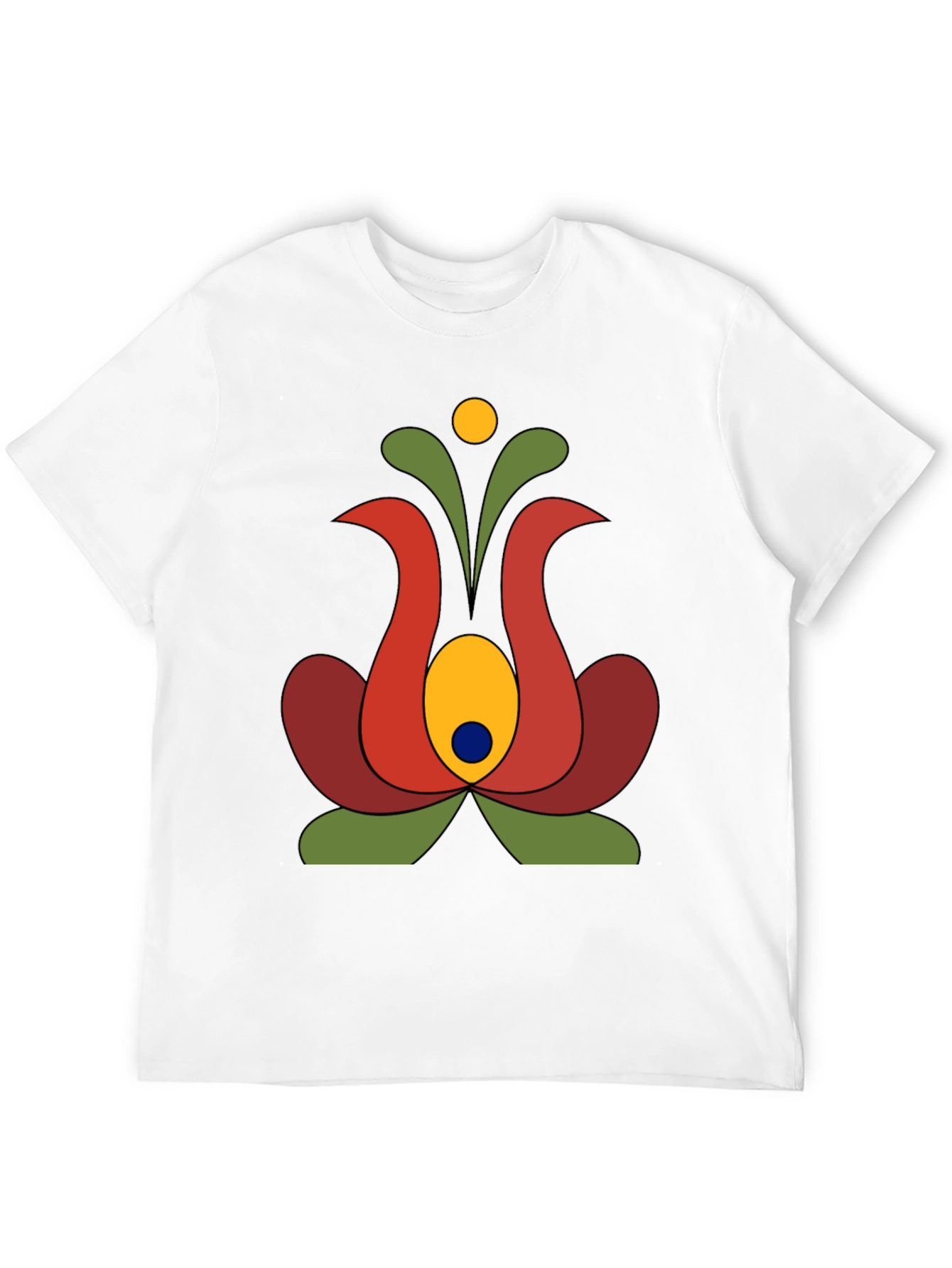 Retro Floral Graphic Tee - Black Cotton T-Shirt