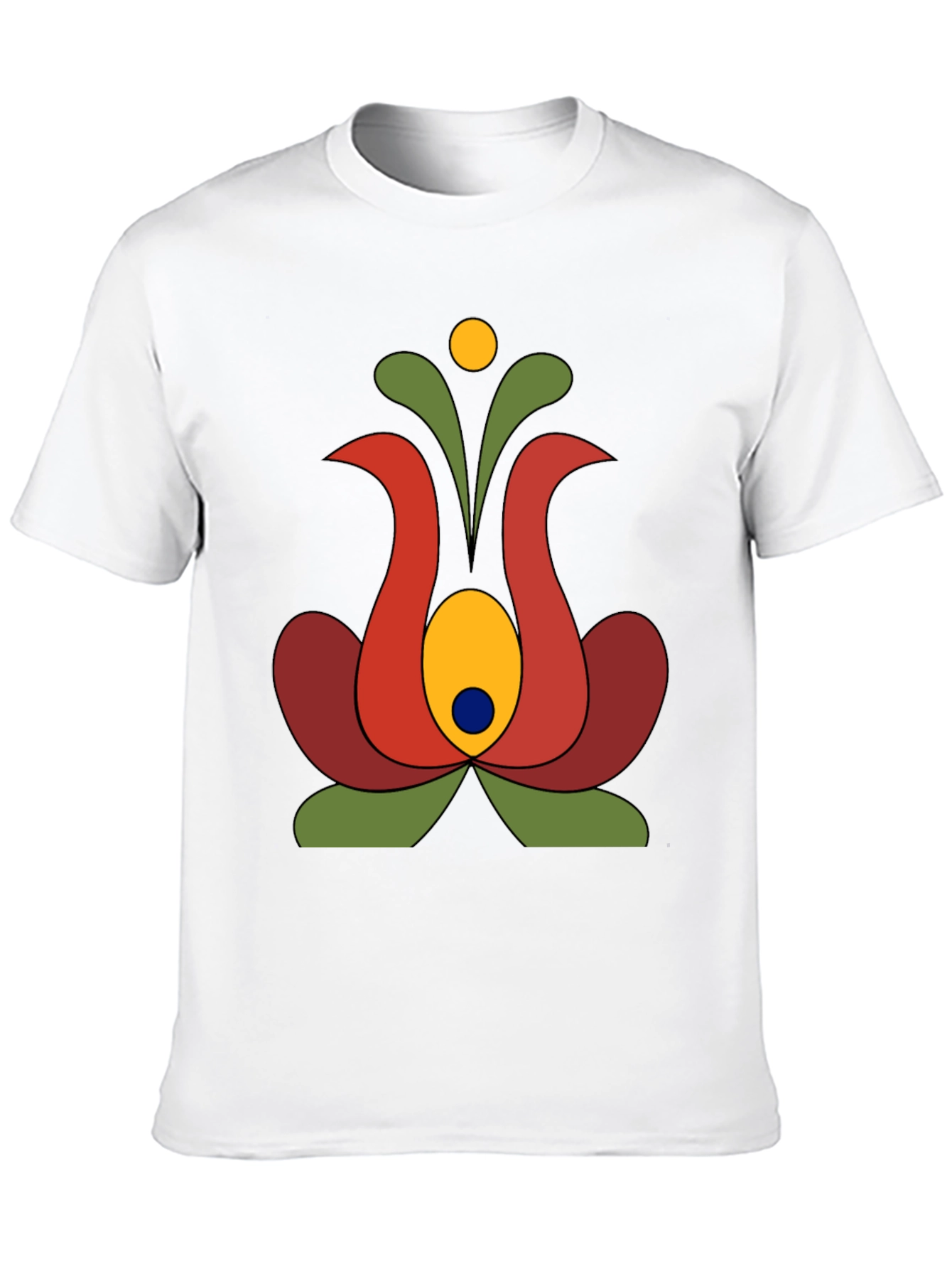 Retro Floral Graphic Tee - Black Cotton T-Shirt