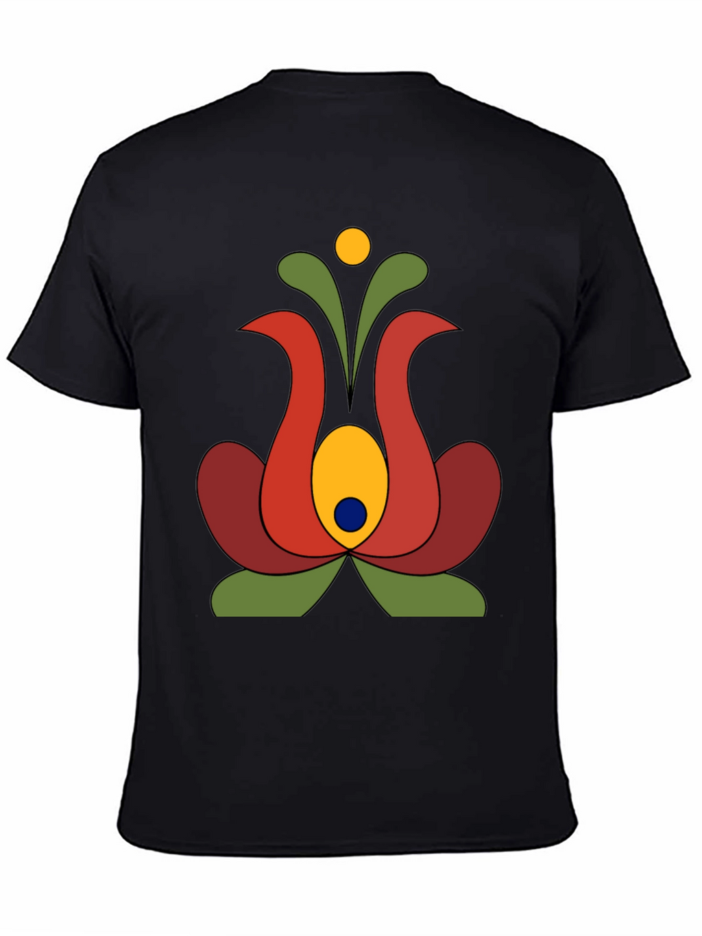 Retro Floral Graphic Tee - Black Cotton T-Shirt