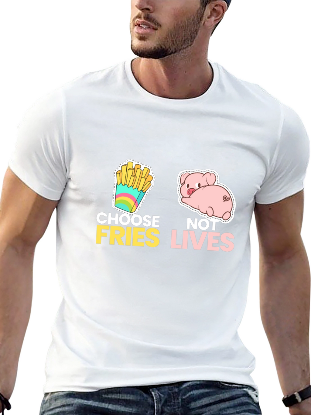 Choose Fries Not Lives Black Graphic Tee