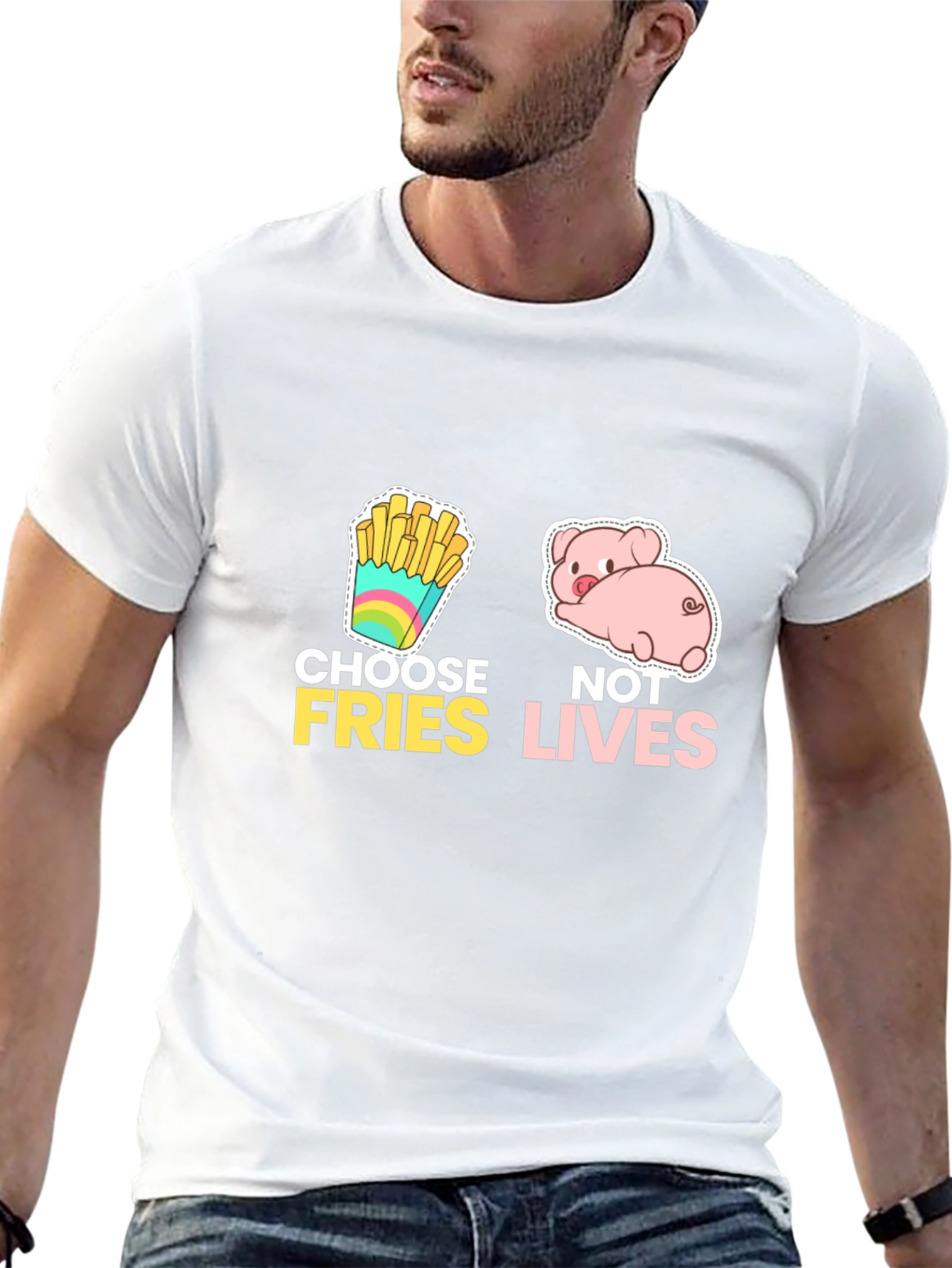 Choose Fries Not Lives Black Graphic Tee