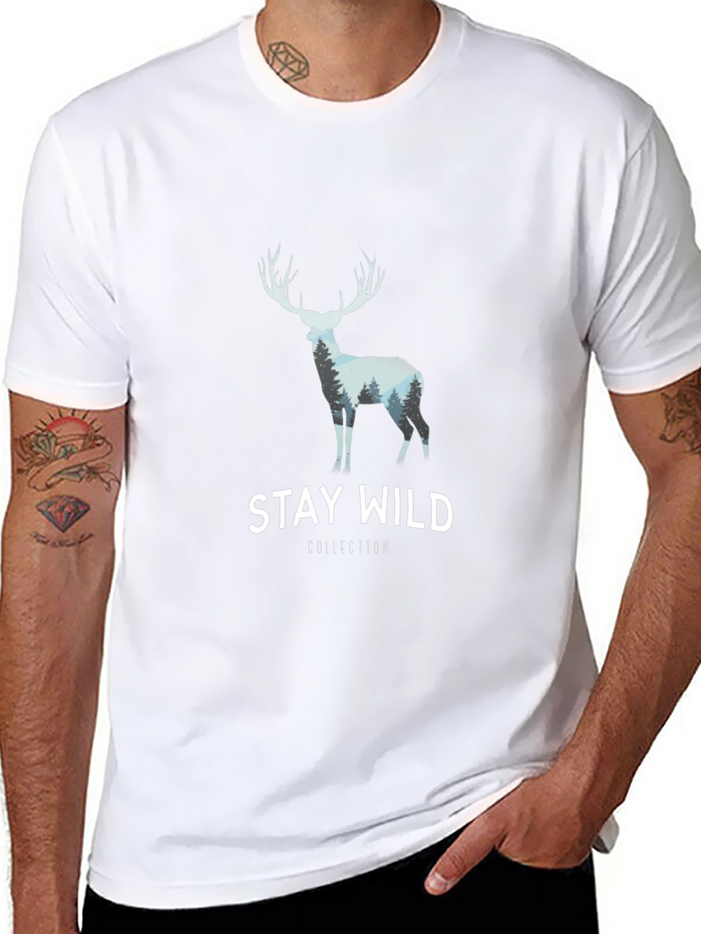 Stay Wild Graphic Tee - Deer Antler Design