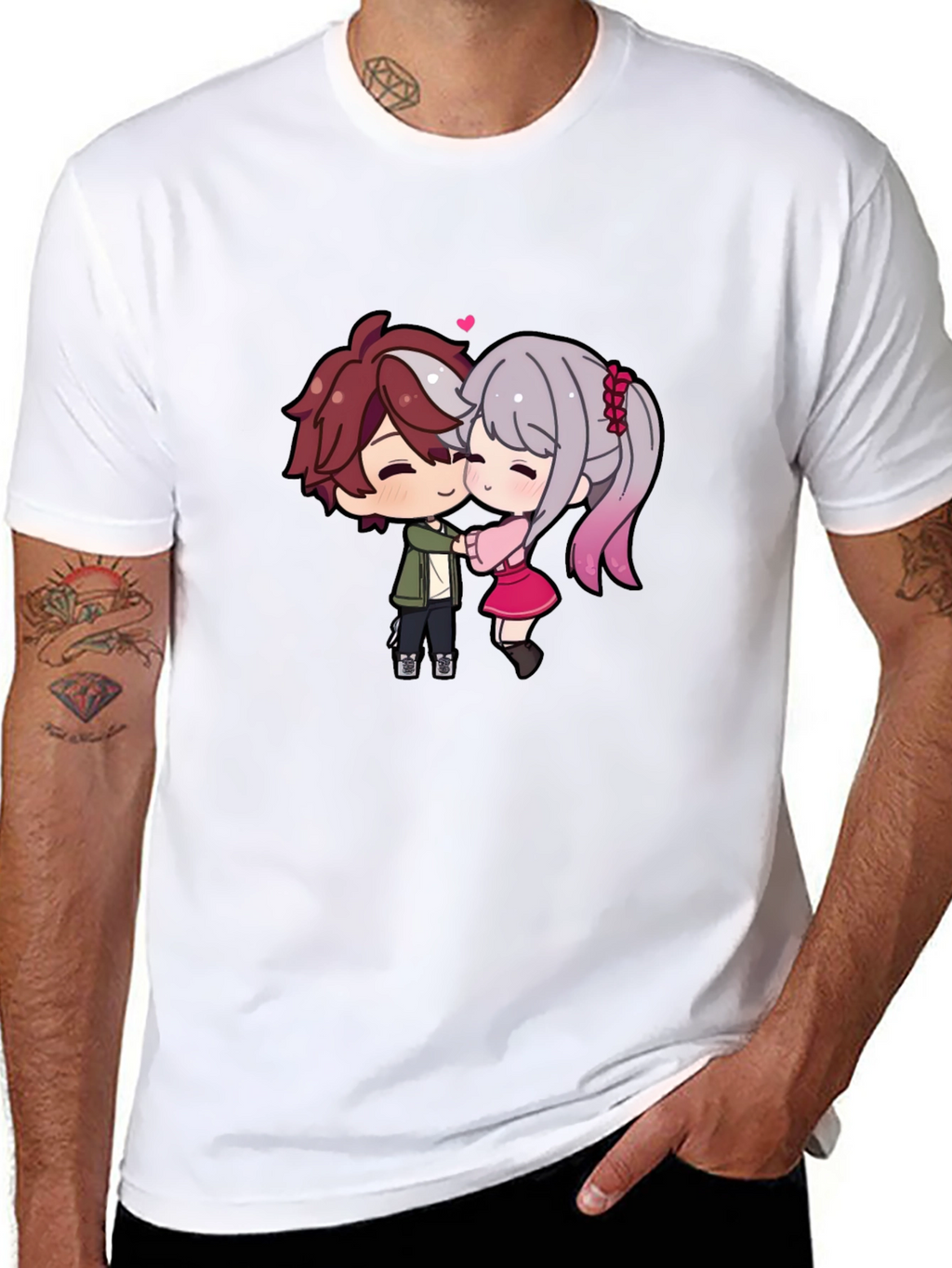Cute Anime Couple T-Shirt - Sweet Embrace