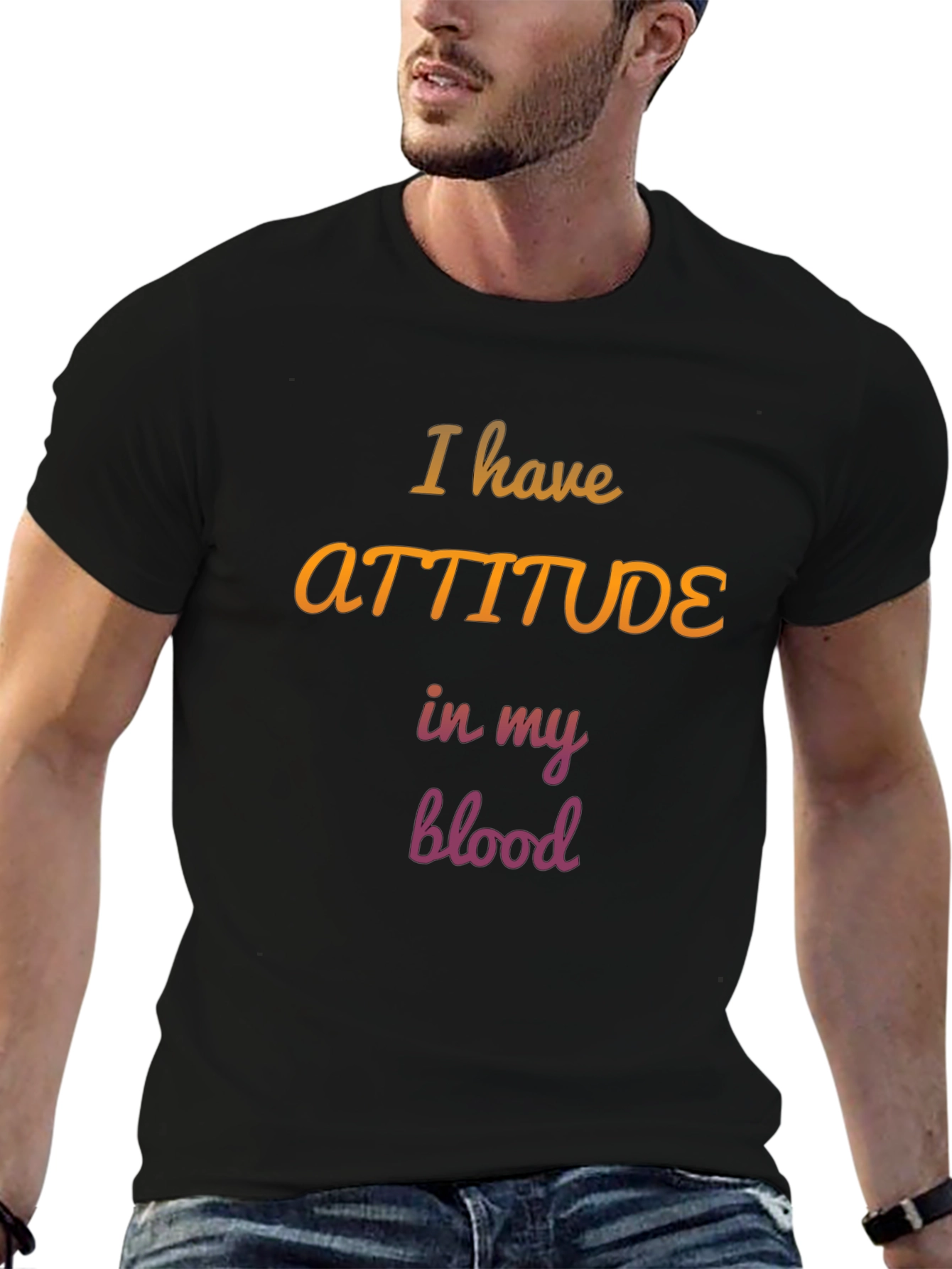 Attitude In My Blood Black Graphic T-Shirt