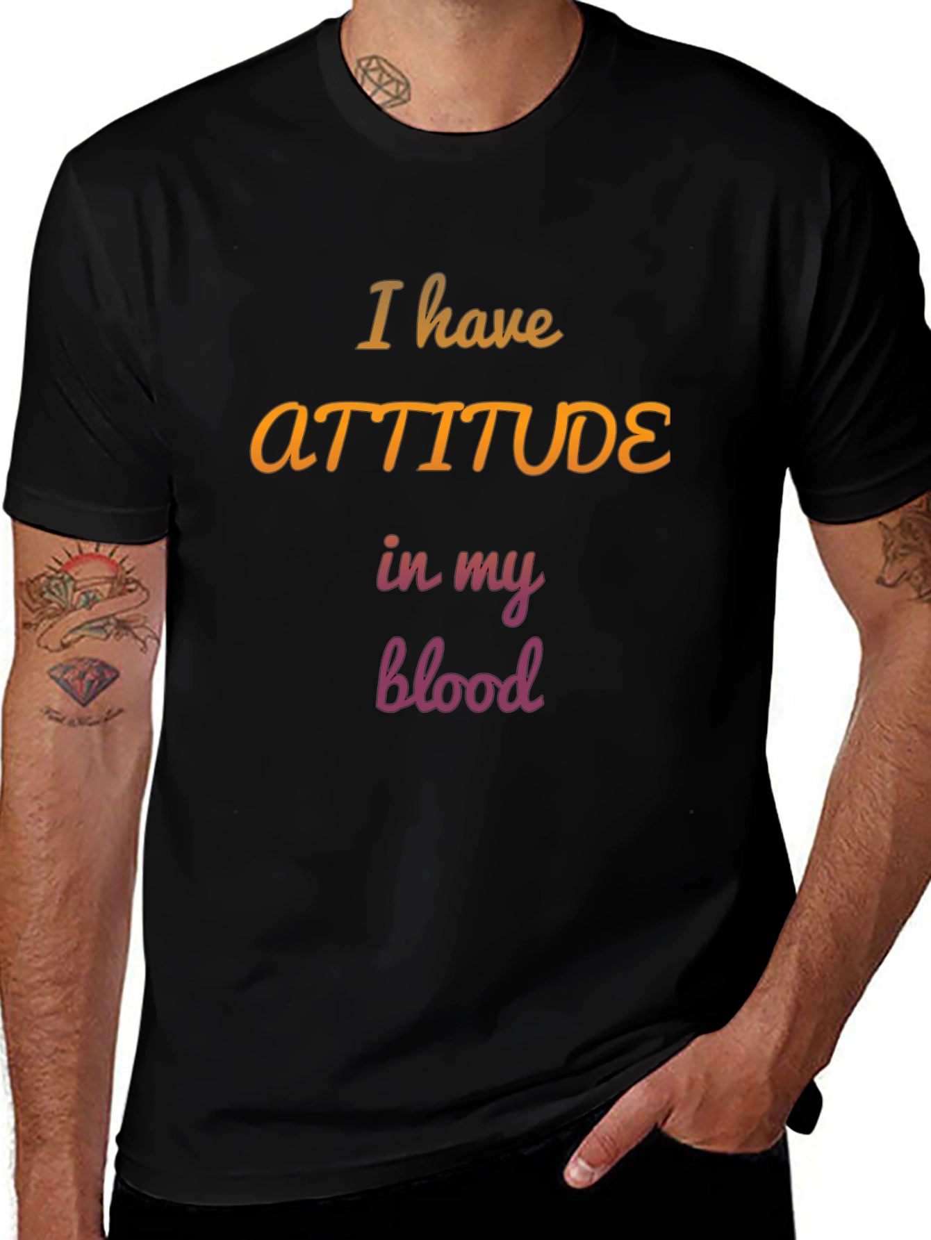 Attitude In My Blood Black Graphic T-Shirt