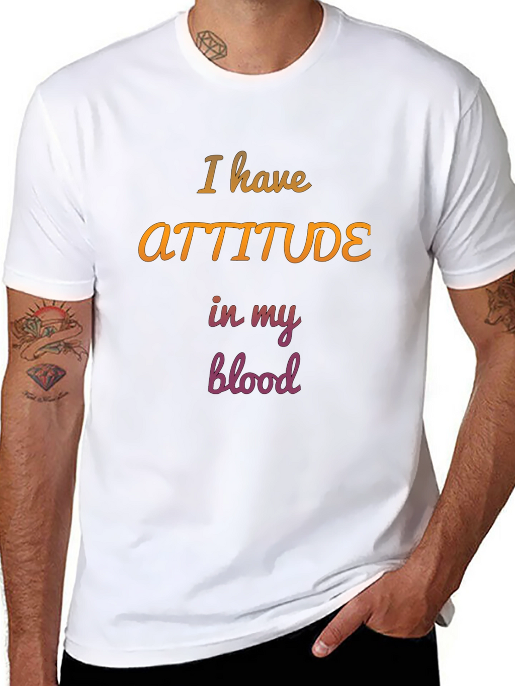 Attitude In My Blood Black Graphic T-Shirt