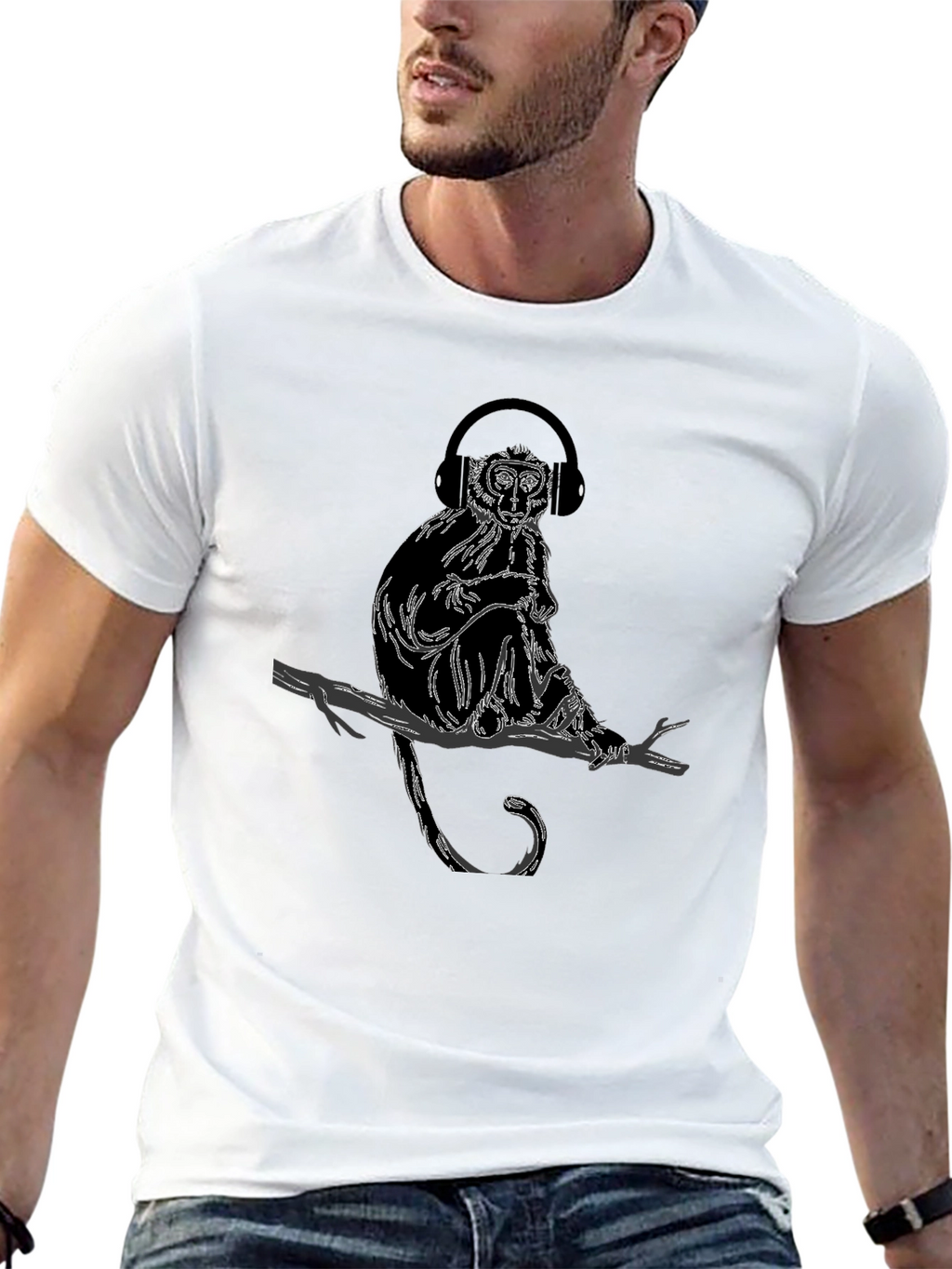 Monkey Headphones T-Shirt - Trendy Graphic Tee