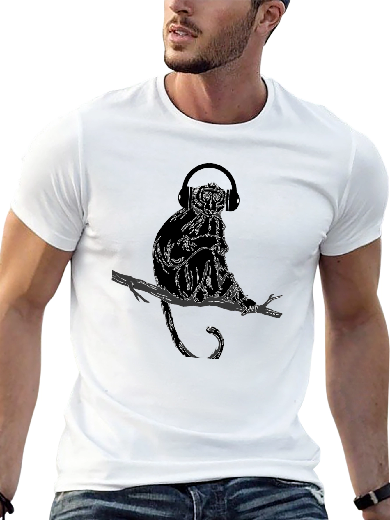 Monkey Headphones T-Shirt - Trendy Graphic Tee