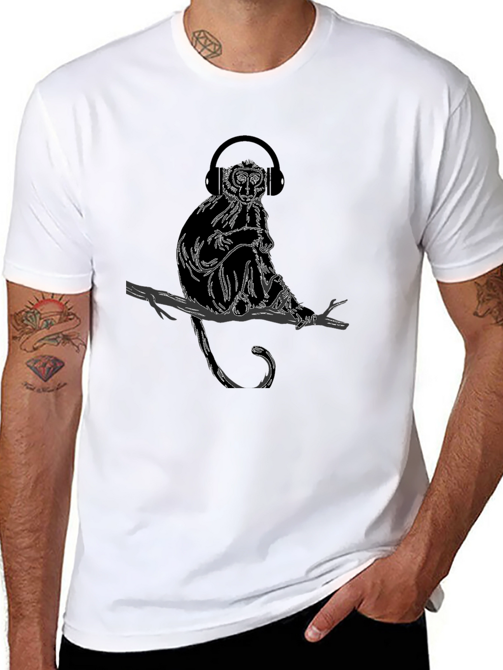 Monkey Headphones T-Shirt - Trendy Graphic Tee