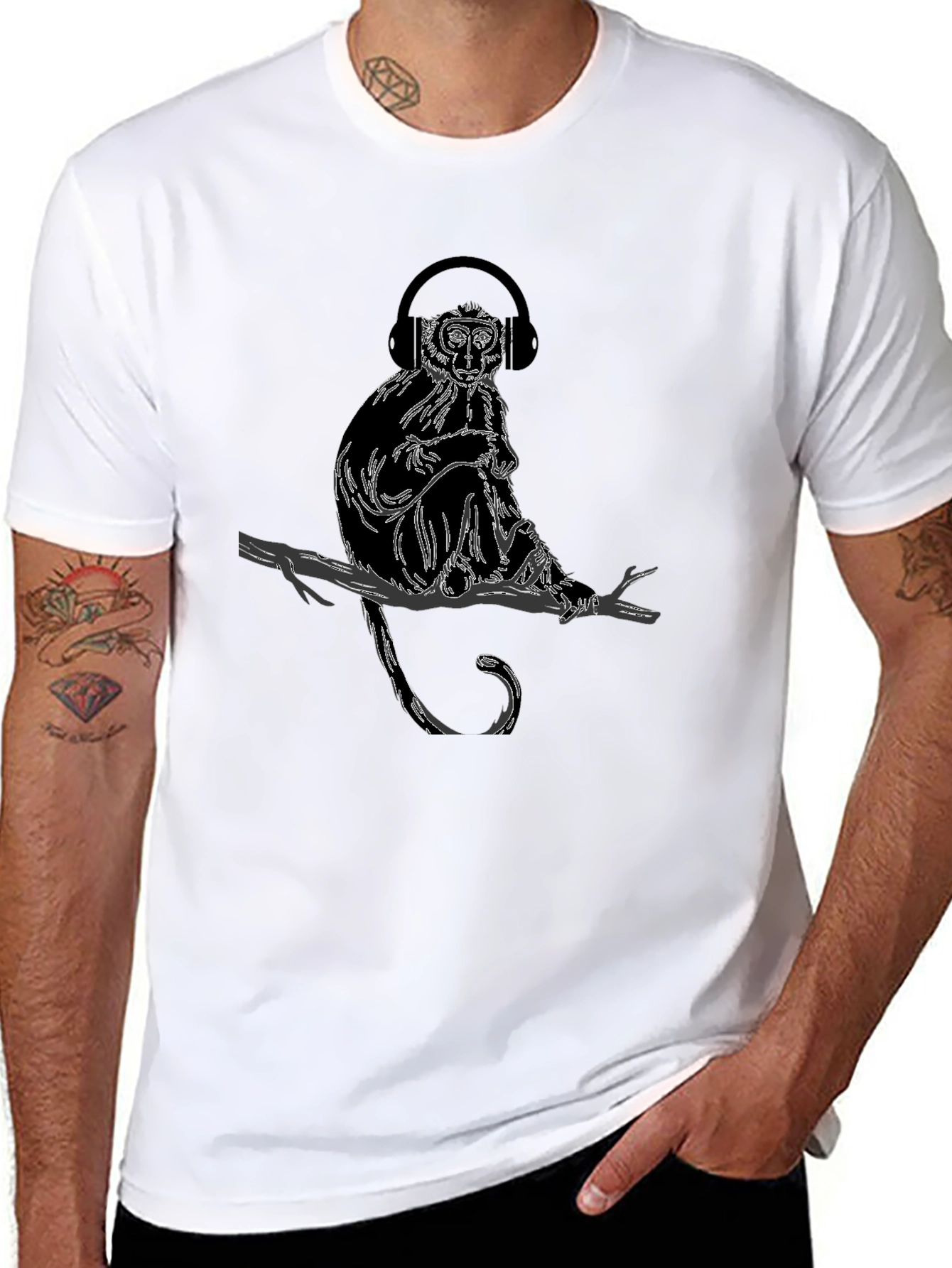 Monkey Headphones T-Shirt - Trendy Graphic Tee