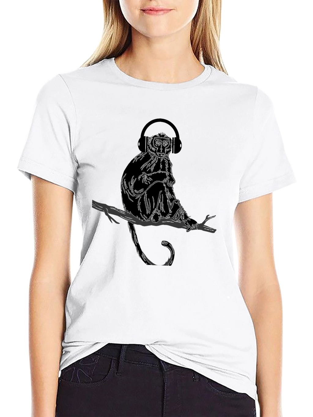 Monkey Headphones T-Shirt - Trendy Graphic Tee