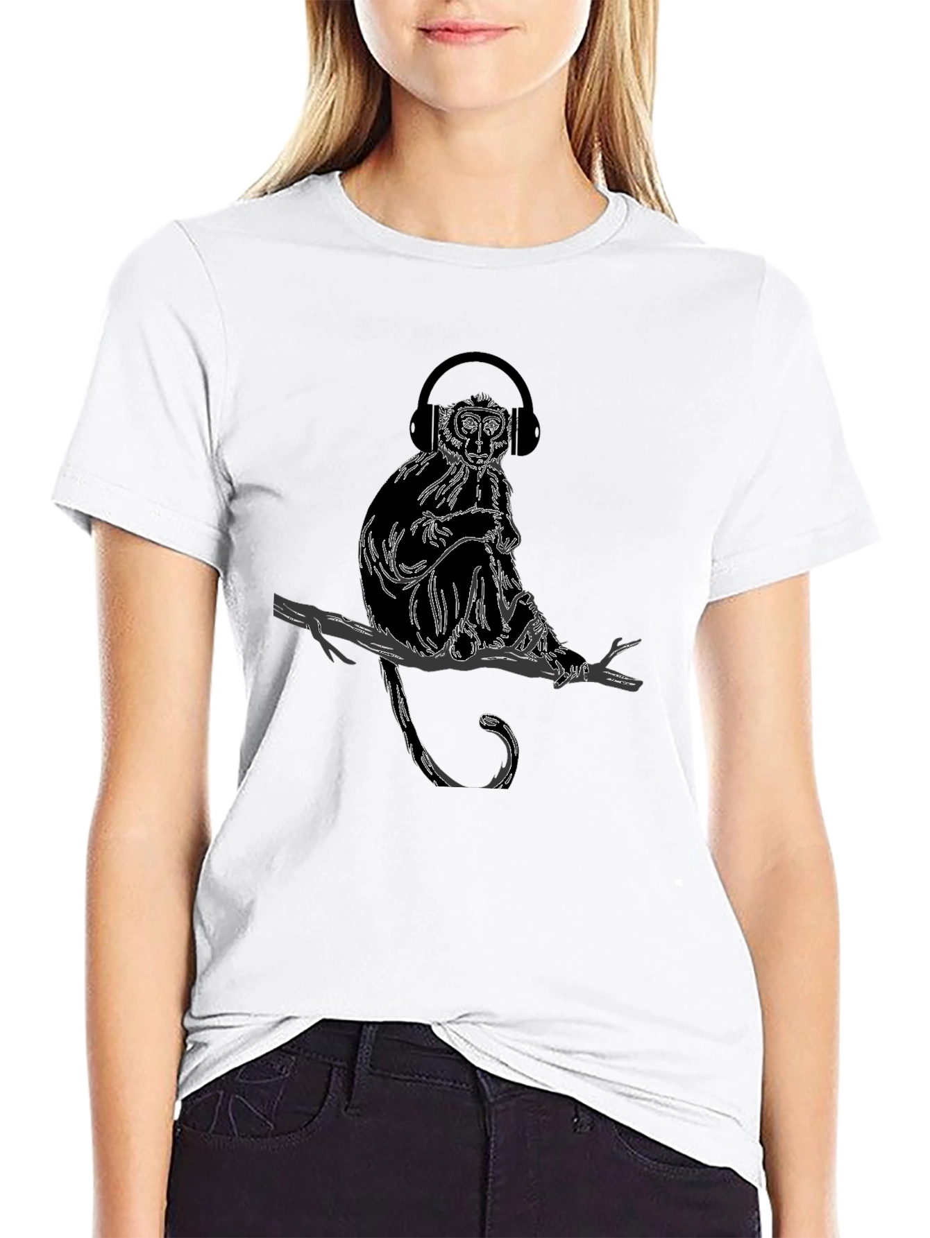 Monkey Headphones T-Shirt - Trendy Graphic Tee