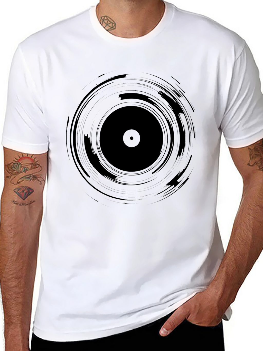 Vinyl Record Graphic Tee - Black