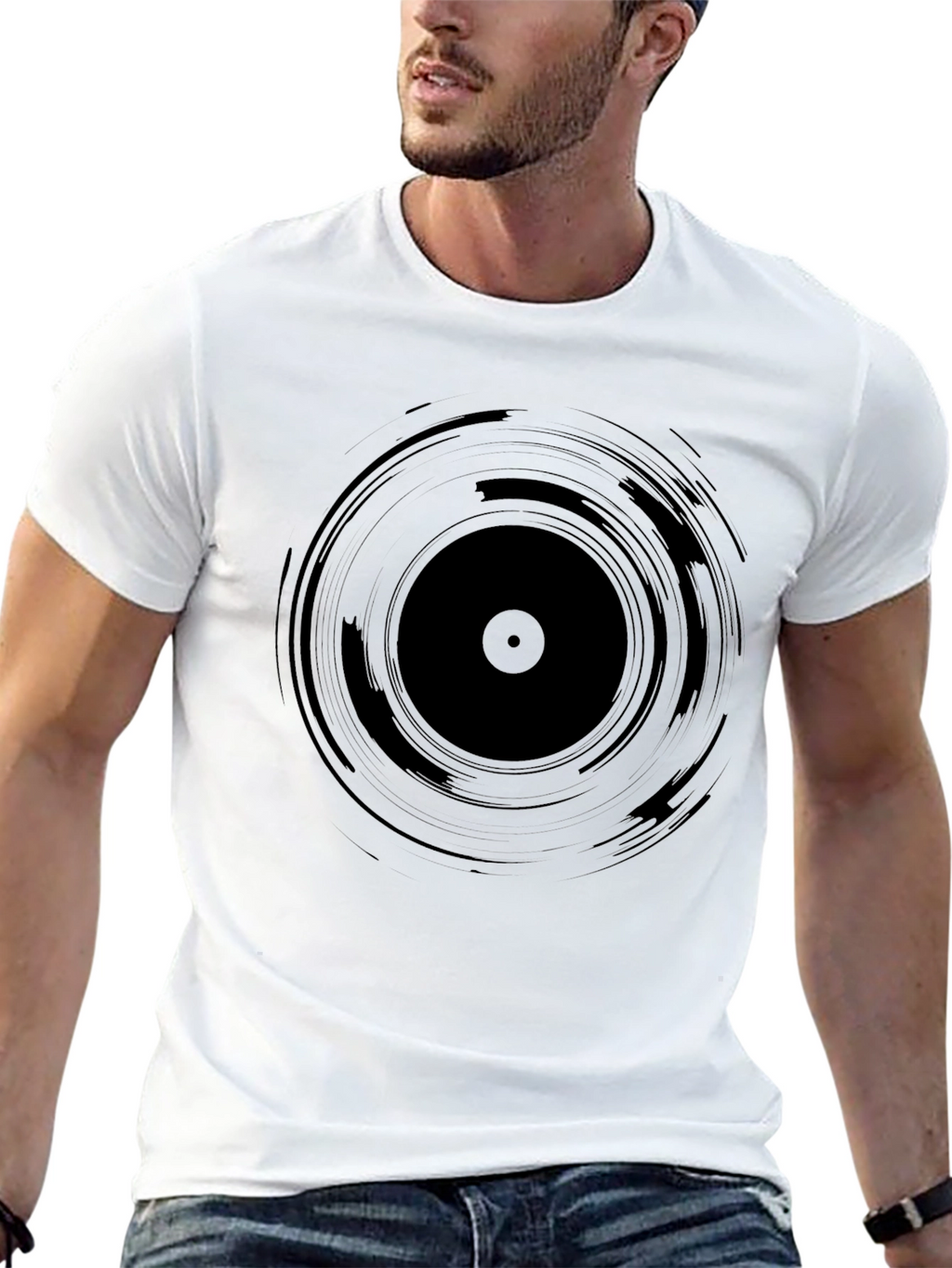 Vinyl Record Graphic Tee - Black