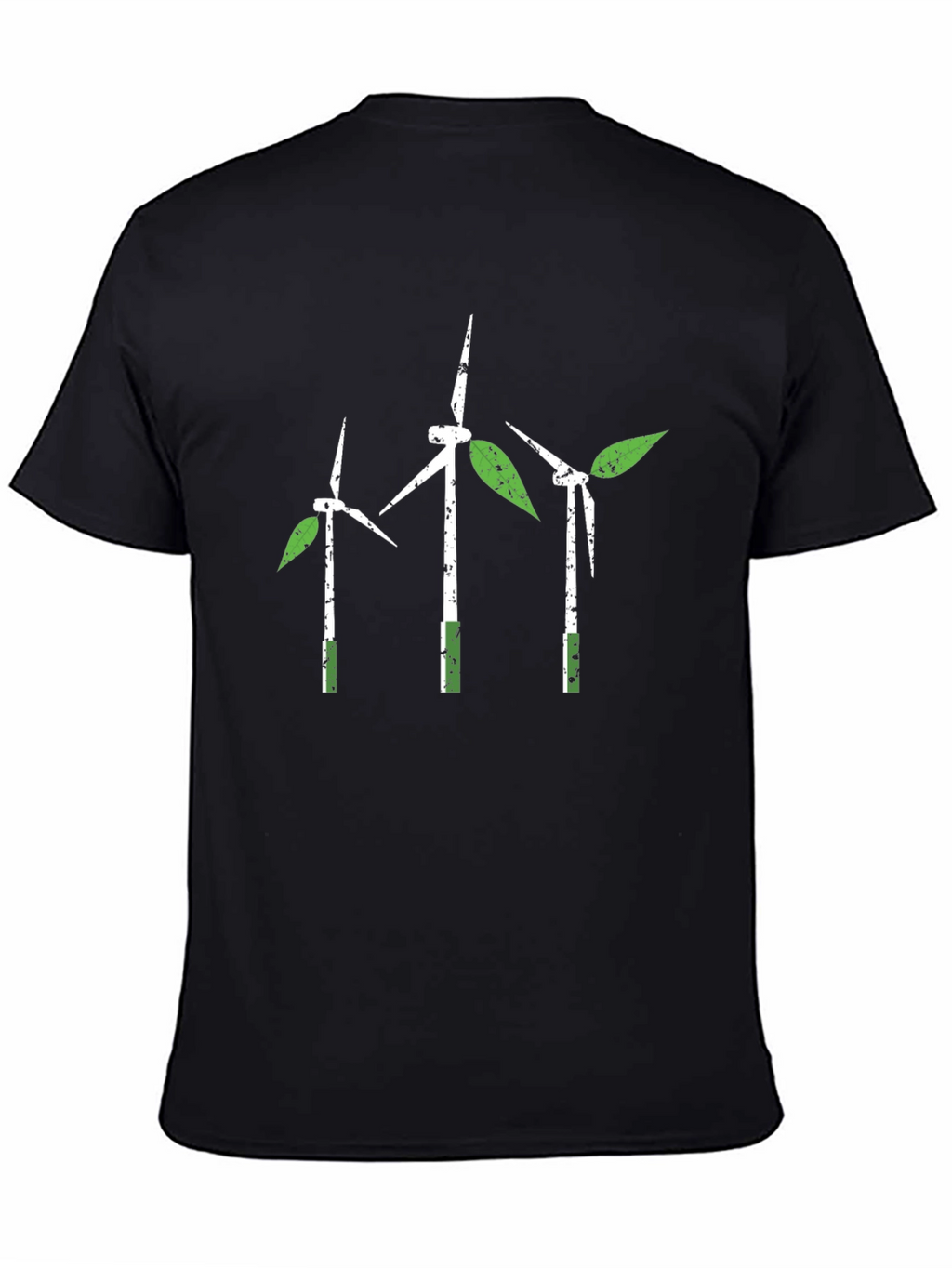Eco-Friendly Wind Turbine Leaf Graphic T-Shirt