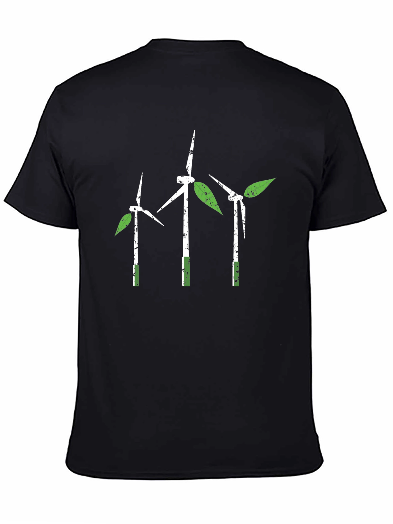 Eco-Friendly Wind Turbine Leaf Graphic T-Shirt