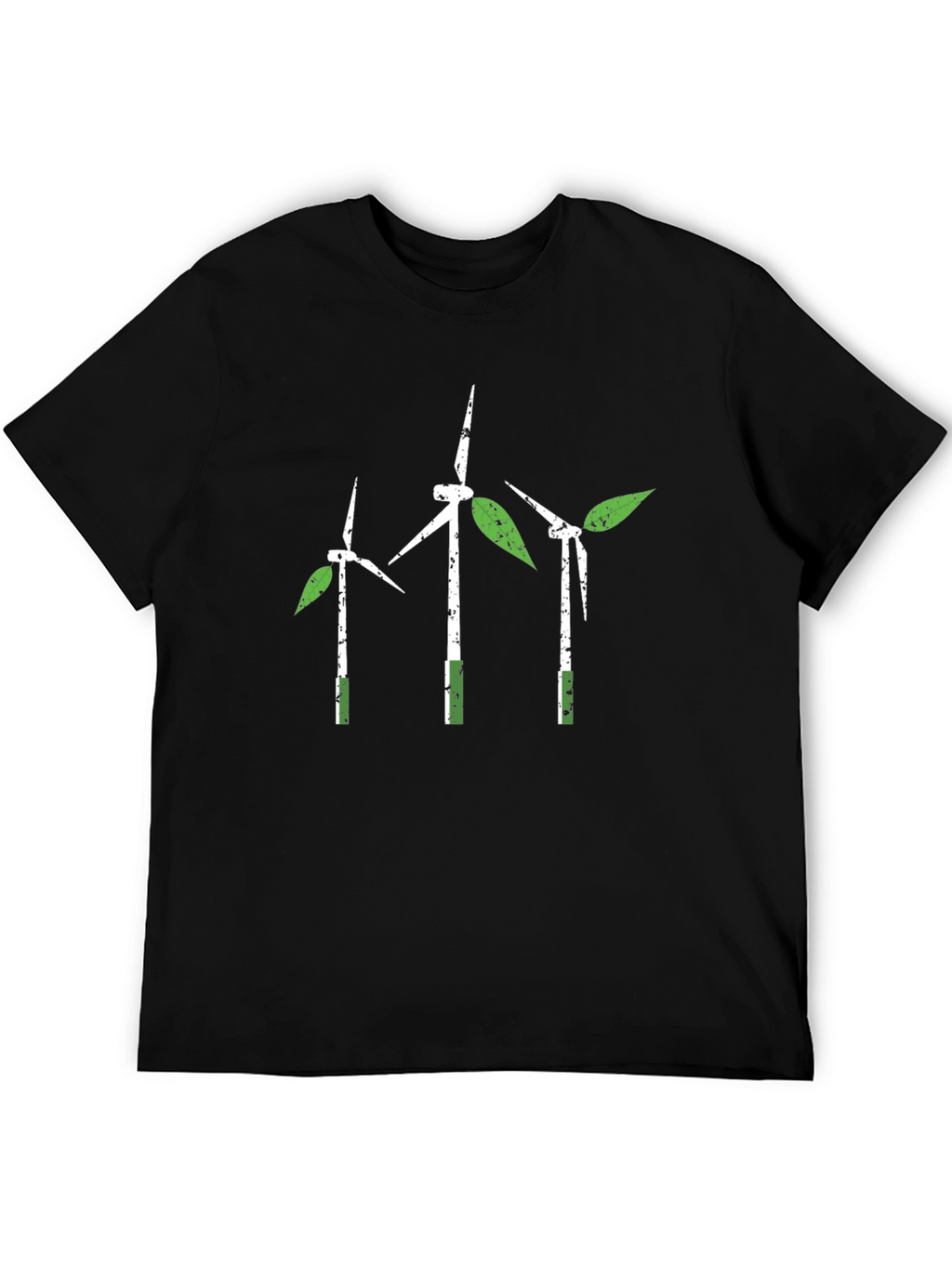 Eco-Friendly Wind Turbine Leaf Graphic T-Shirt
