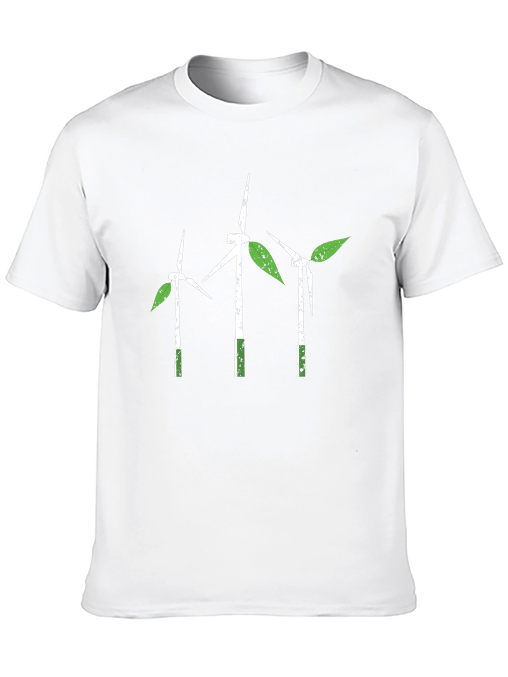 Eco-Friendly Wind Turbine Leaf Graphic T-Shirt