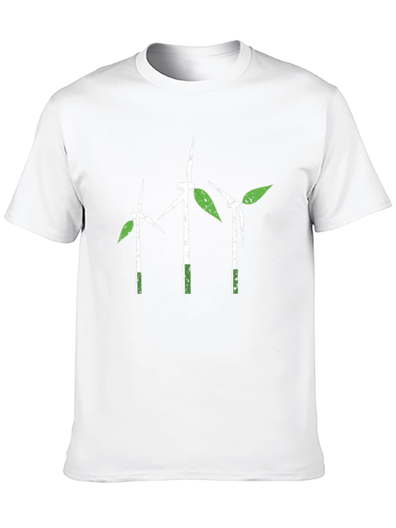 Eco-Friendly Wind Turbine Leaf Graphic T-Shirt