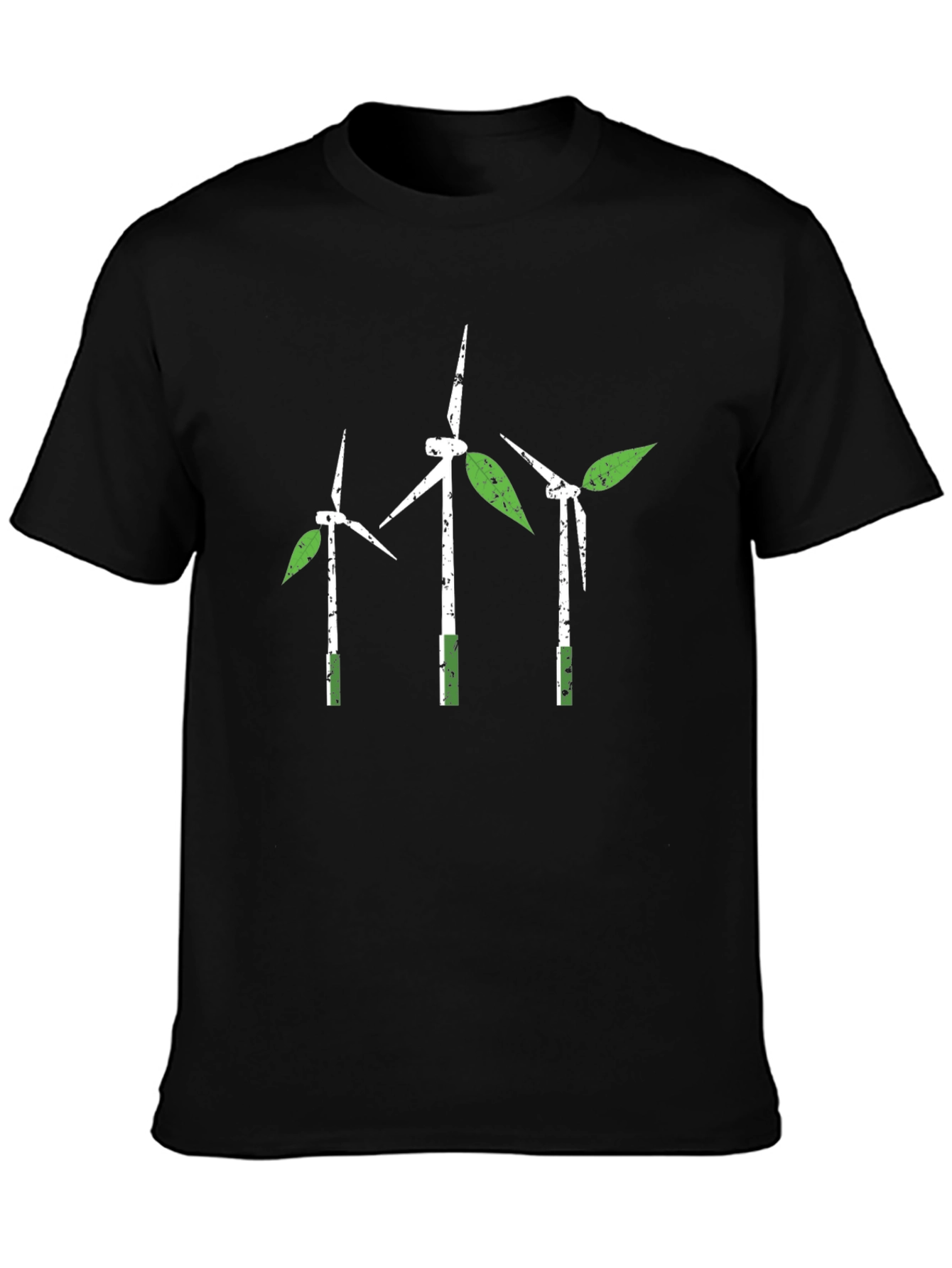 Eco-Friendly Wind Turbine Leaf Graphic T-Shirt