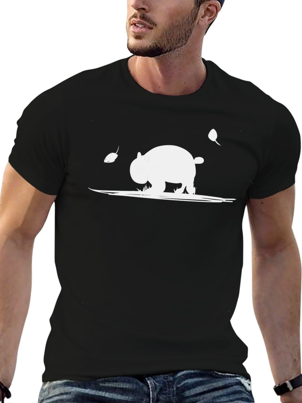 Wombat Graphic Tee - Black Cotton Casual Shirt