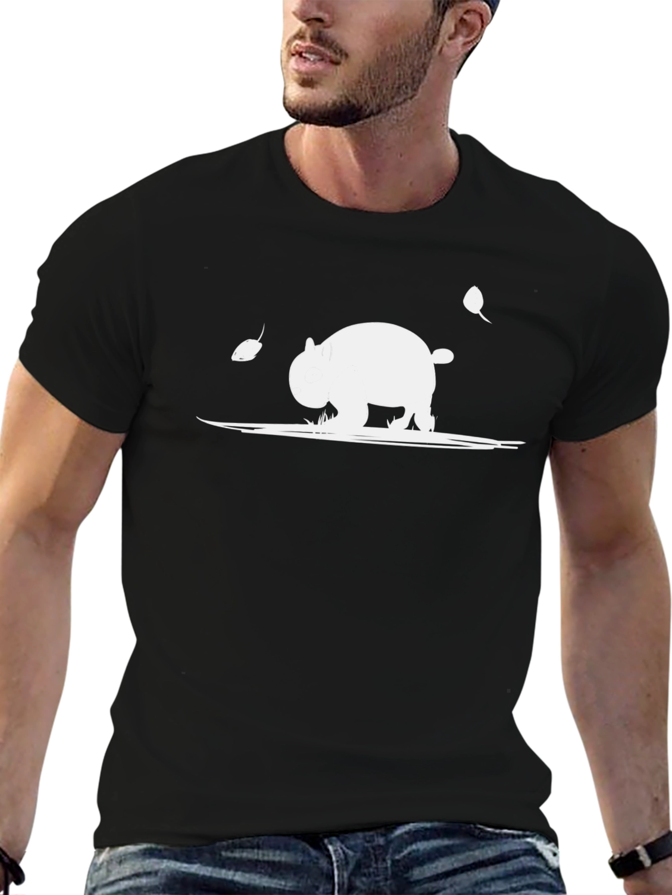 Wombat Graphic Tee - Black Cotton Casual Shirt