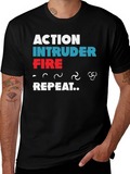 Action Intruder Fire Repeat Mens T-Shirt