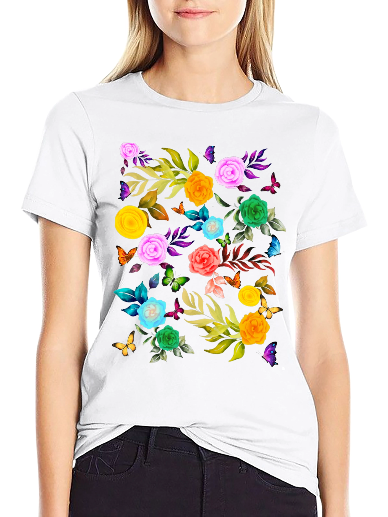Floral Butterfly Print Tee