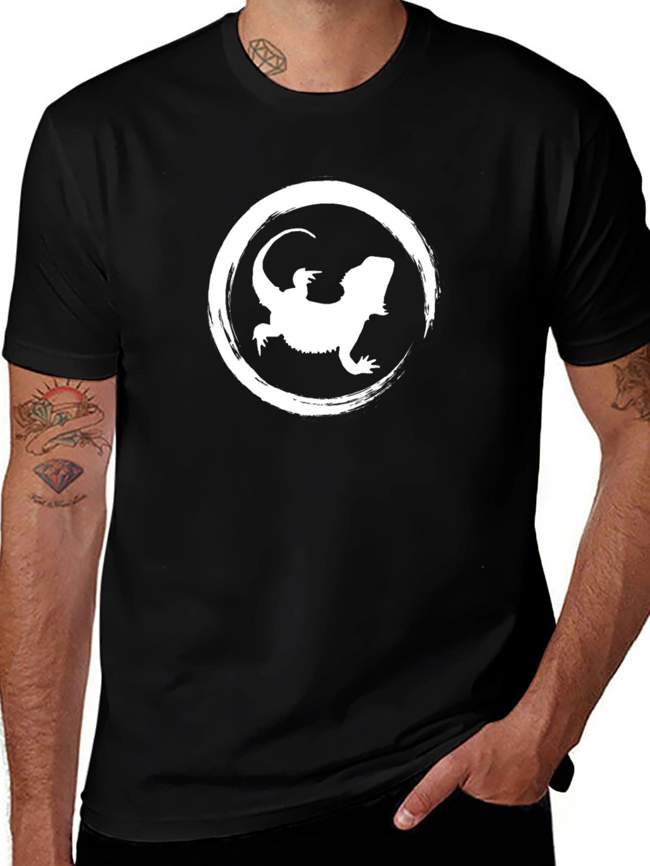 Bearded Dragon Graphic Tee - Black Cotton Comfort