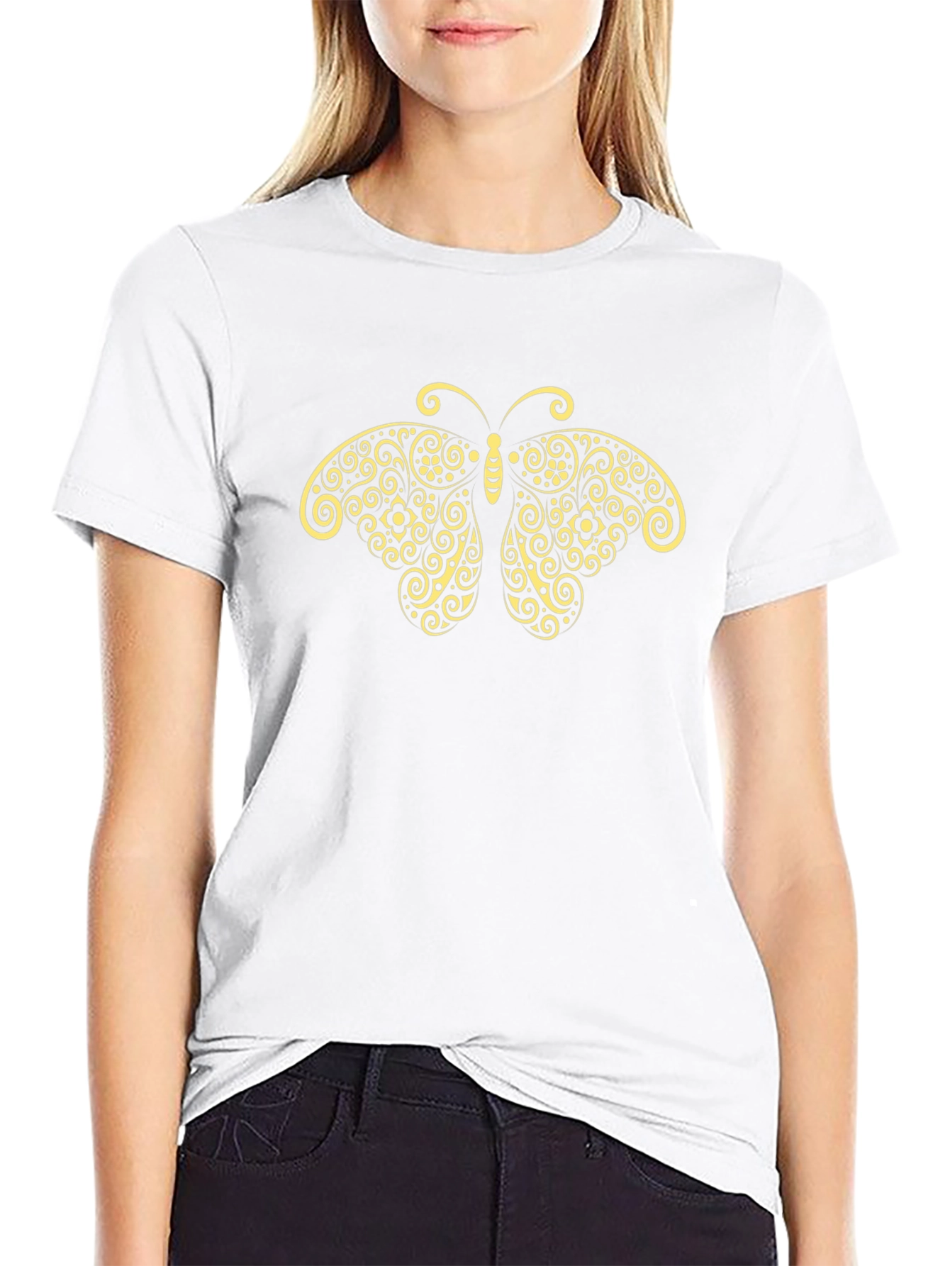 Butterfly Graphic Tee - Black Cotton Blend