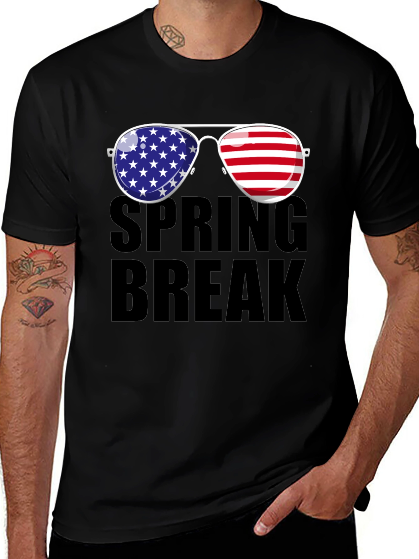 Spring Break American Flag Sunglasses T-Shirt