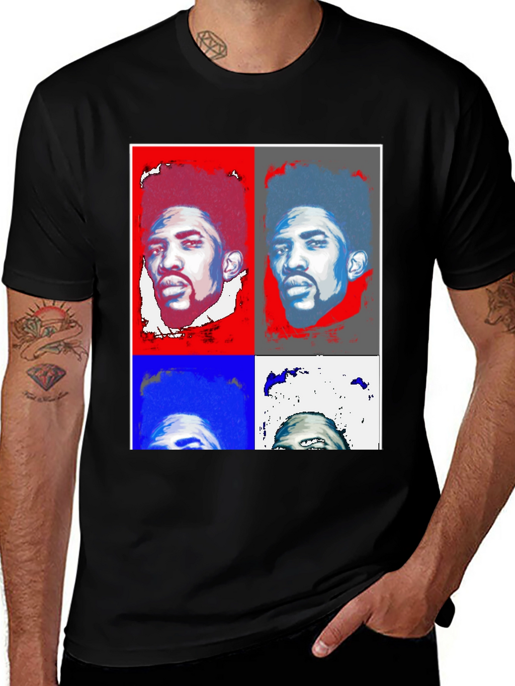 Pop Art Portrait Black T-Shirt