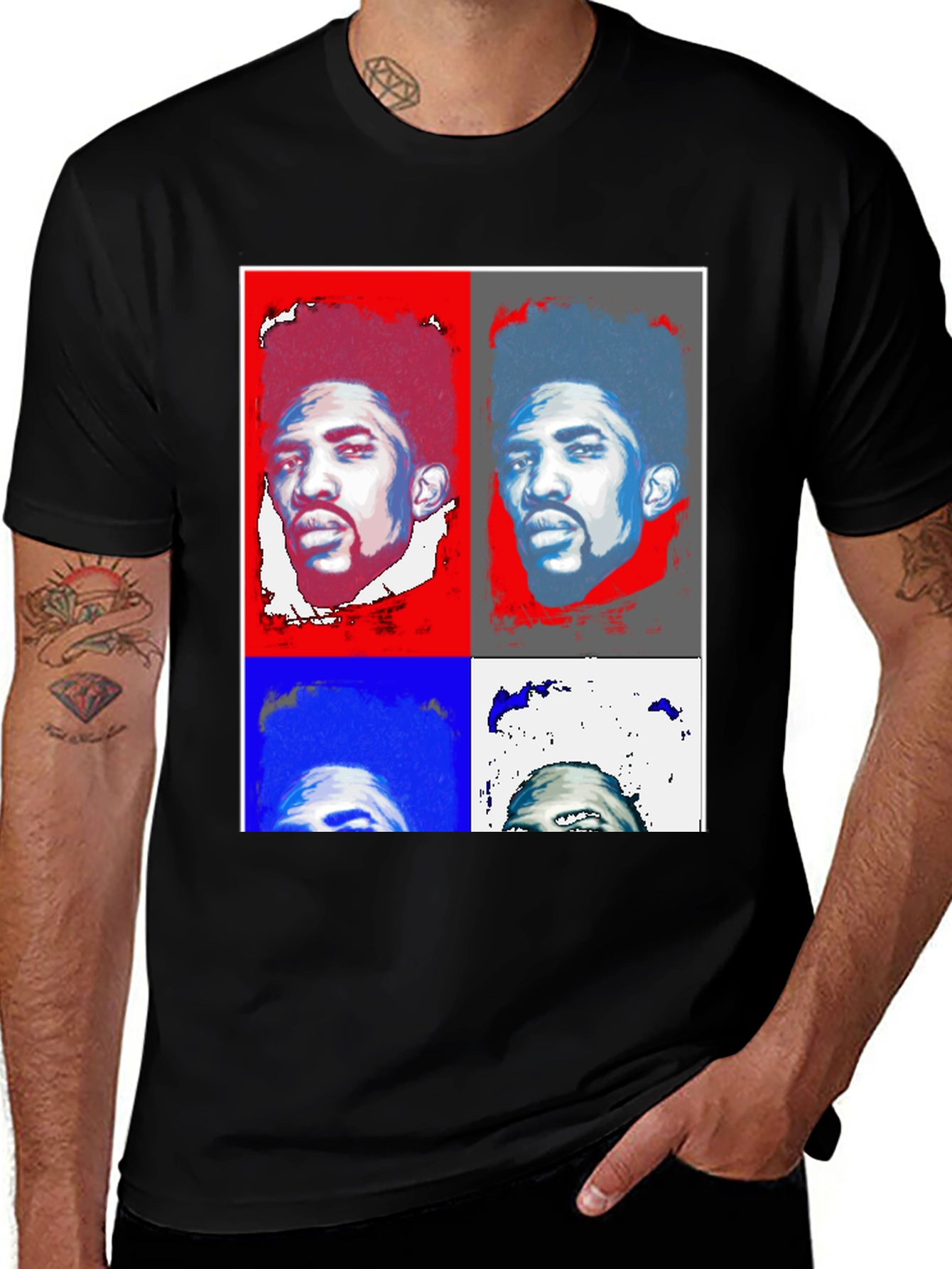 Pop Art Portrait Black T-Shirt