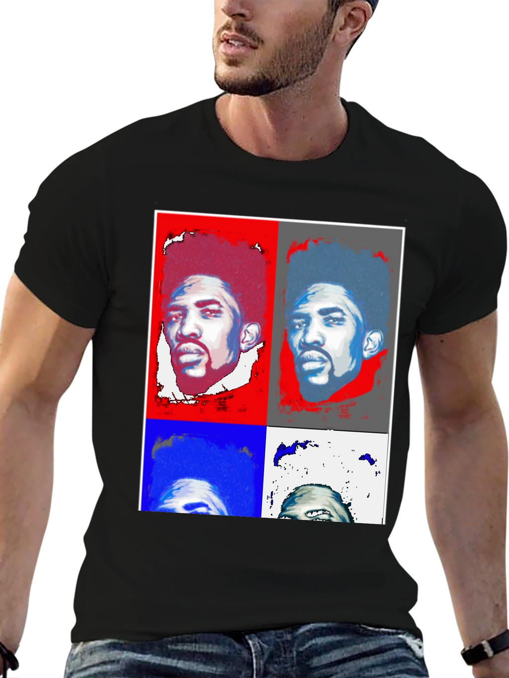 Pop Art Portrait Black T-Shirt