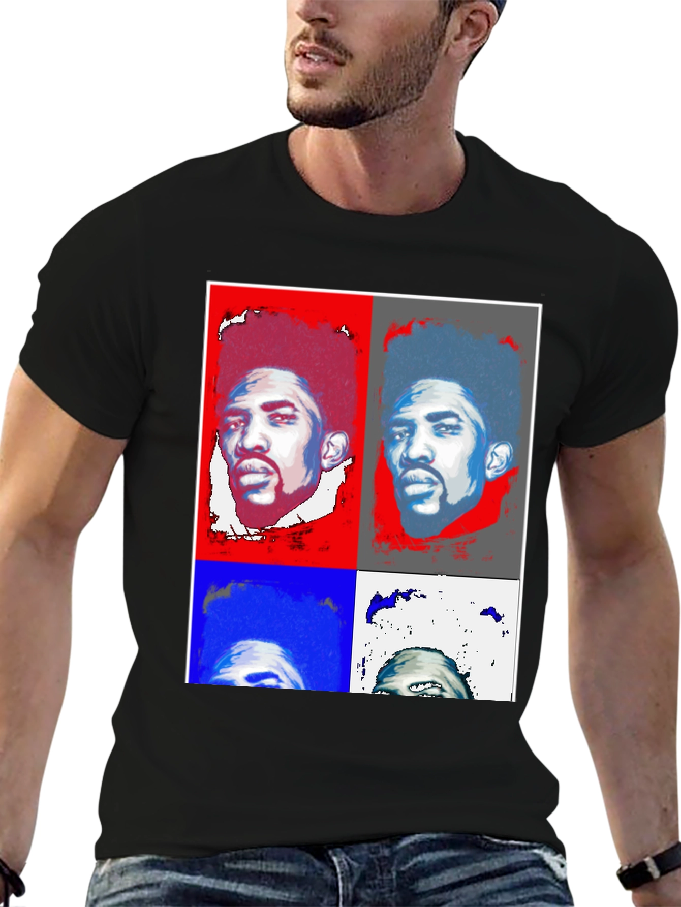 Pop Art Portrait Black T-Shirt