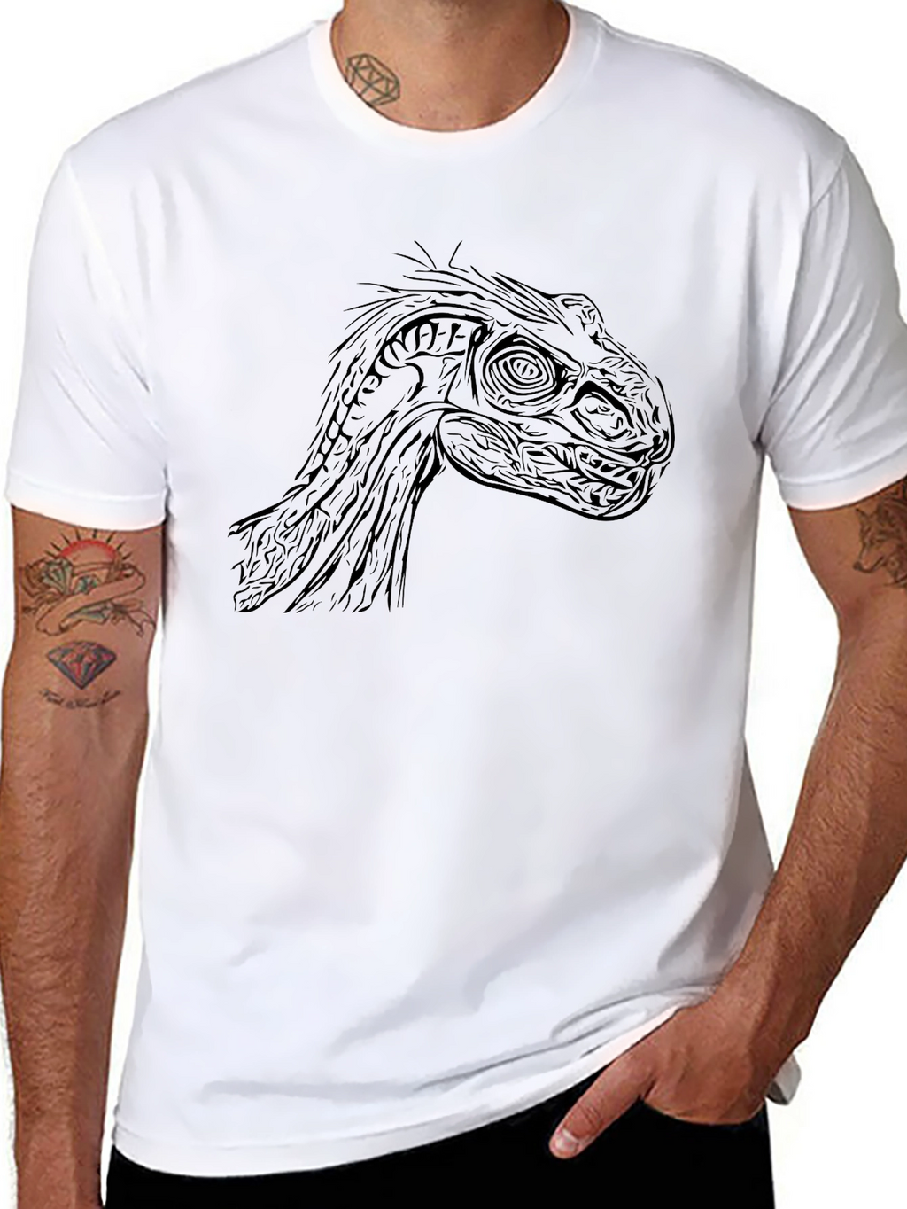 Dino Head Graphic Tee - Cool Black T-Shirt