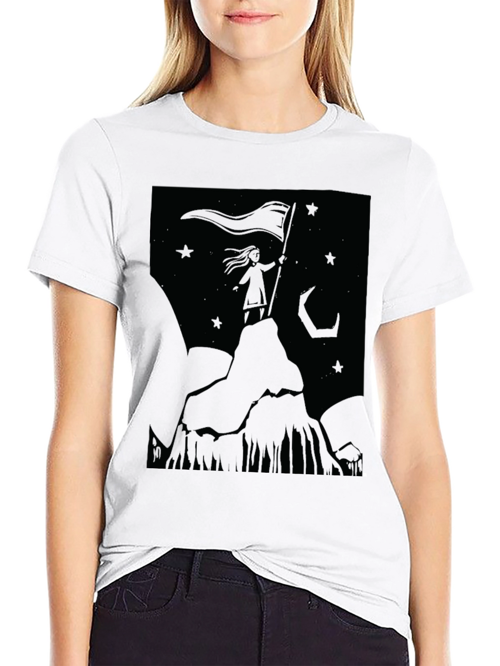Mountain Top Girl Graphic T-Shirt - Black