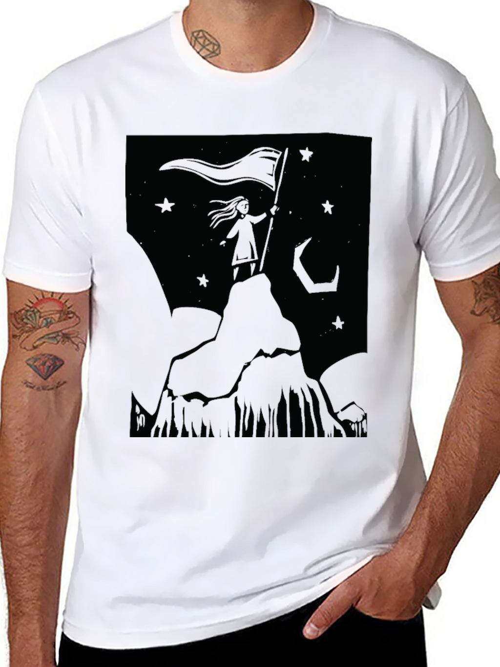 Mountain Top Girl Graphic T-Shirt - Black