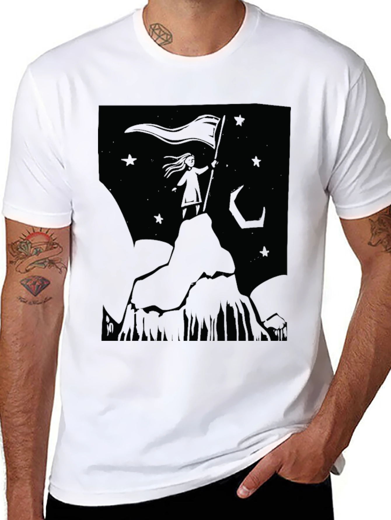 Mountain Top Girl Graphic T-Shirt - Black