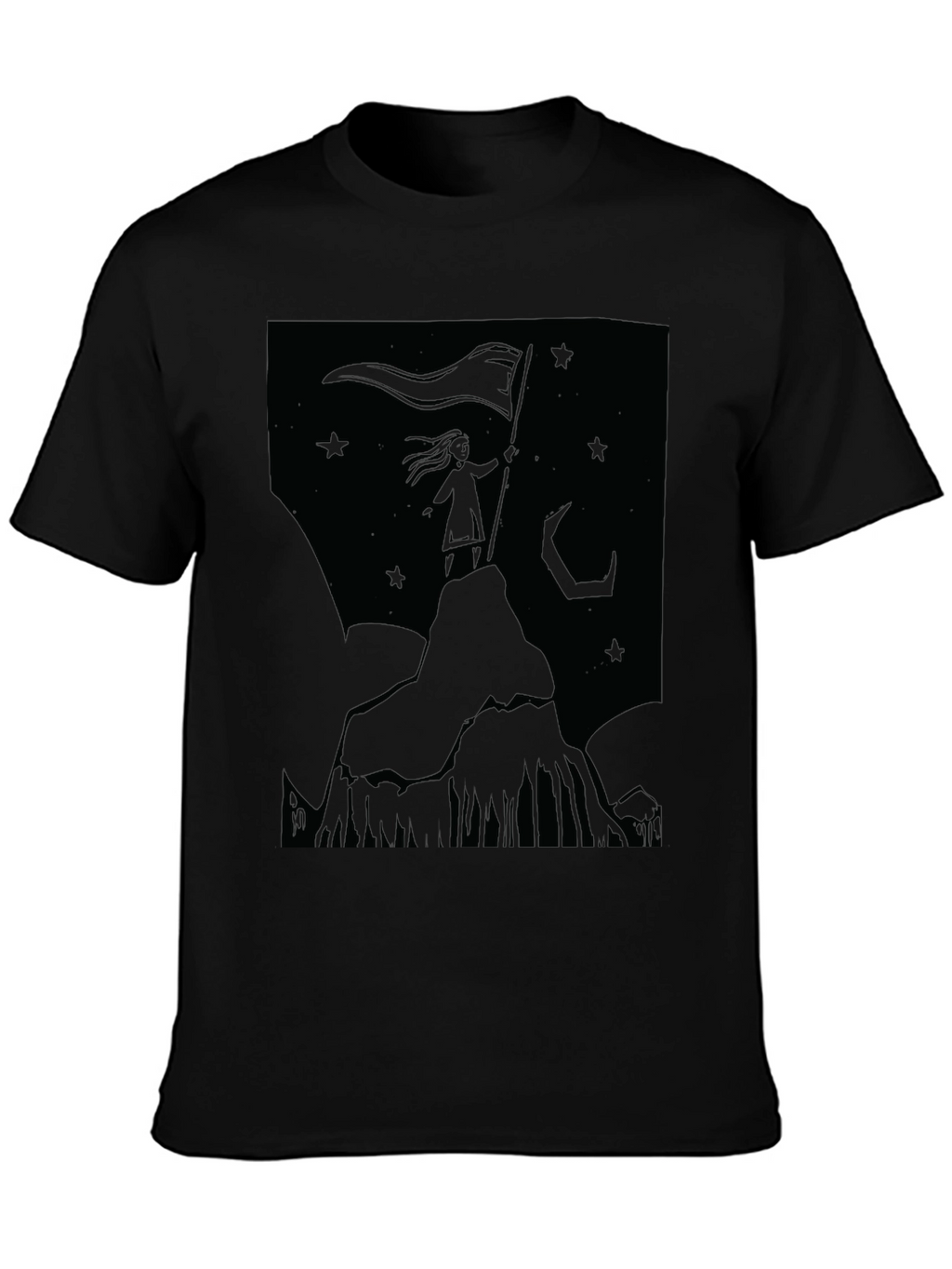 Mountain Top Girl Graphic T-Shirt - Black