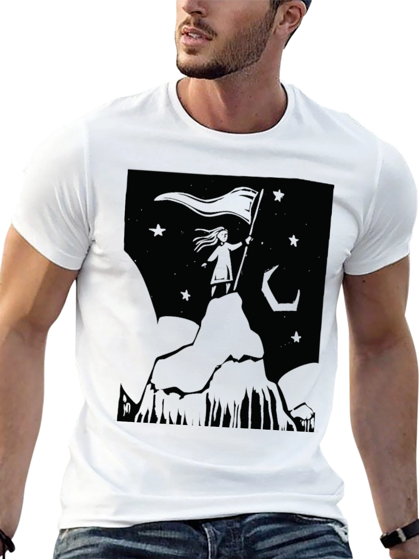 Mountain Top Girl Graphic T-Shirt - Black