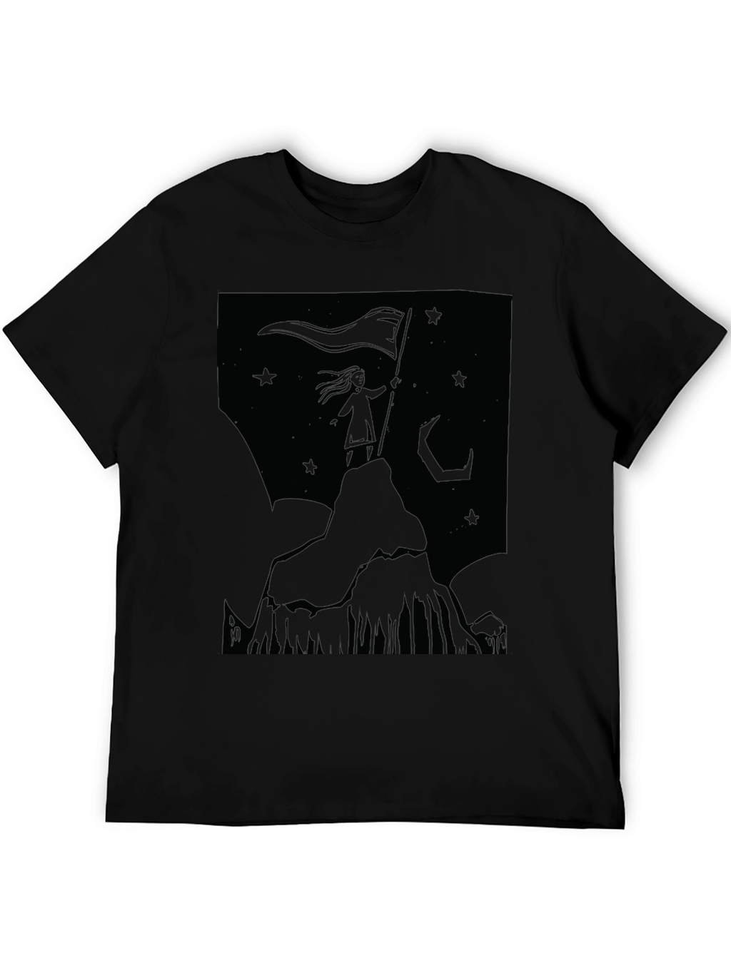 Mountain Top Girl Graphic T-Shirt - Black