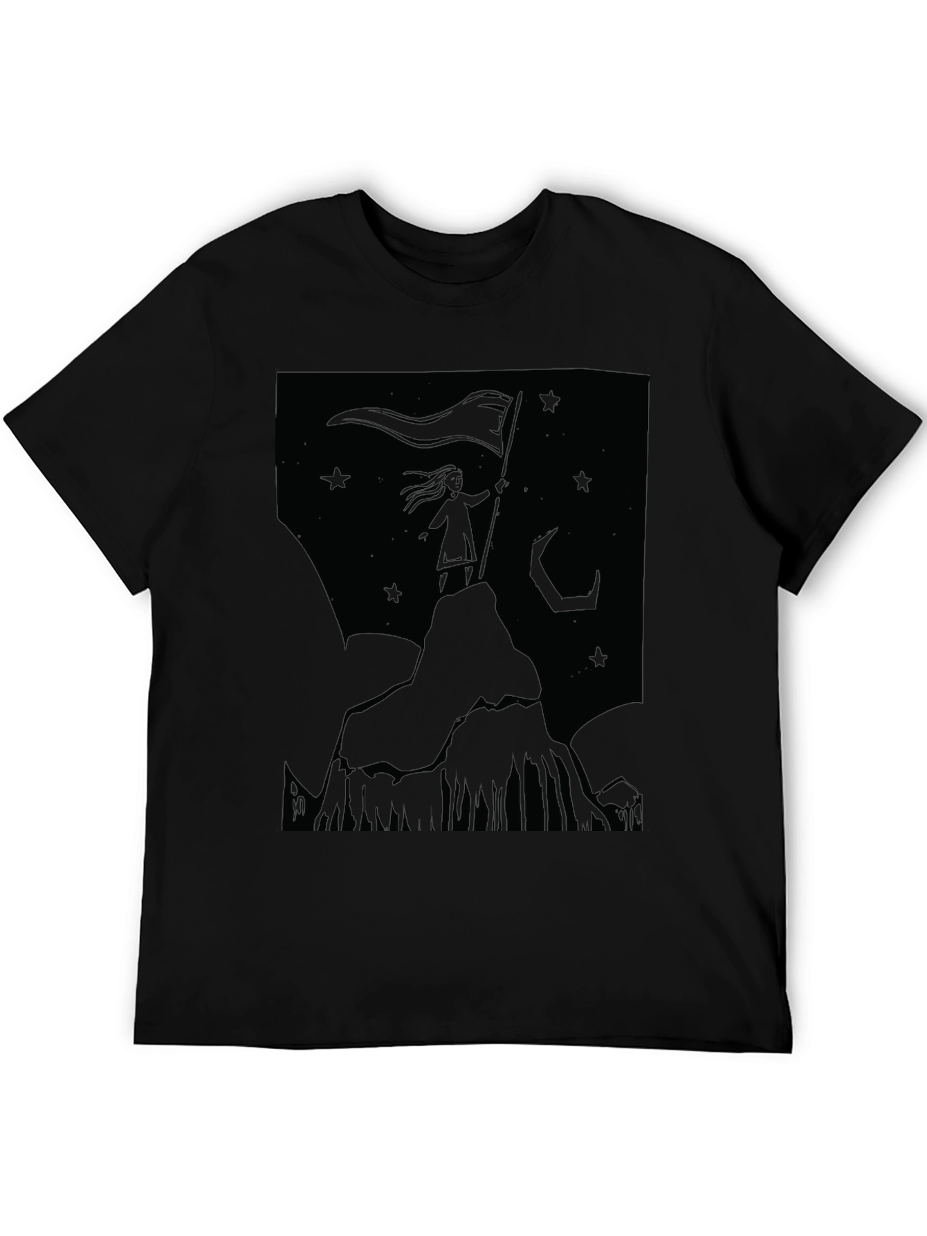 Mountain Top Girl Graphic T-Shirt - Black
