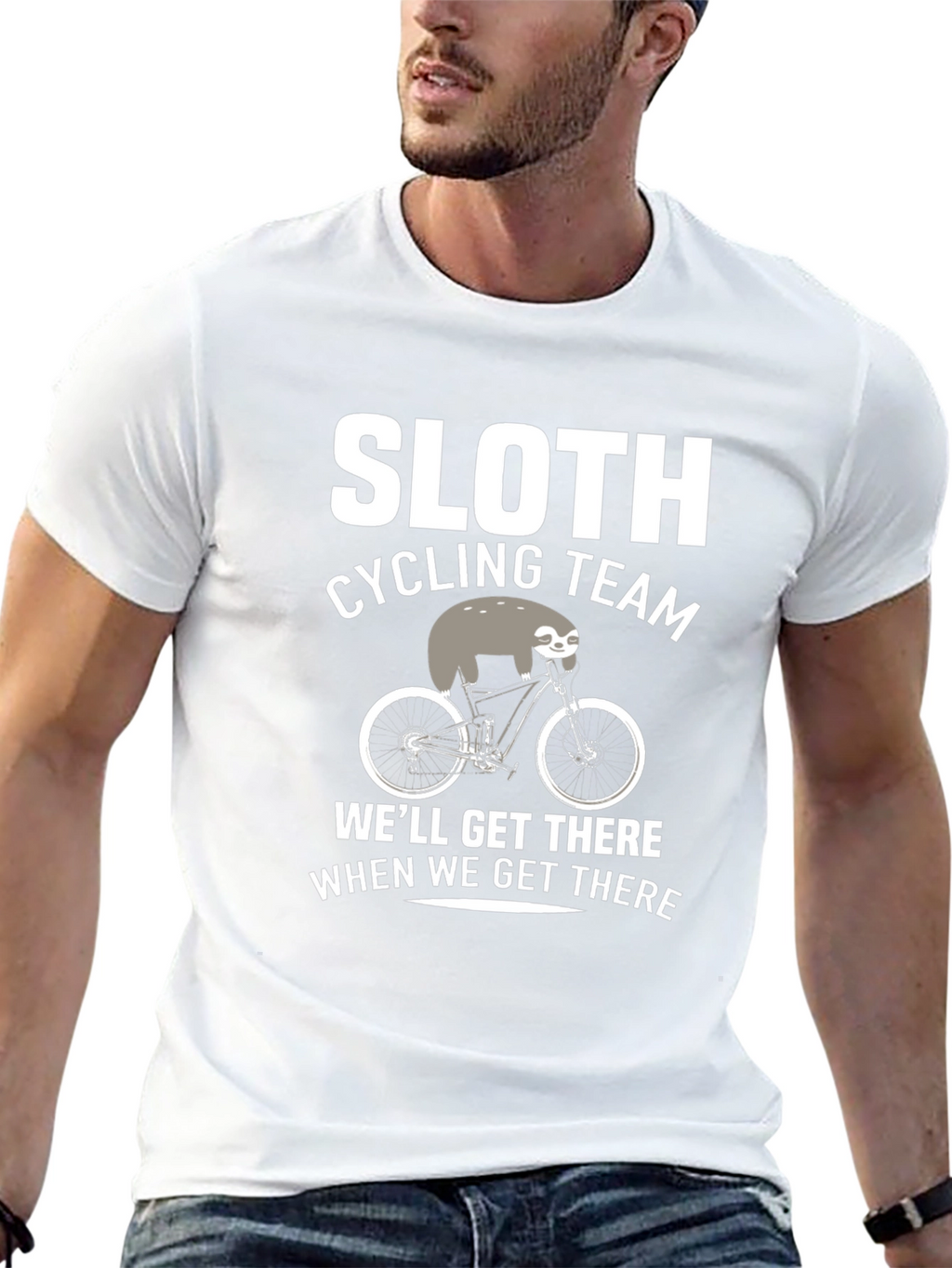Sloth Cycling Team Black Graphic T-Shirt