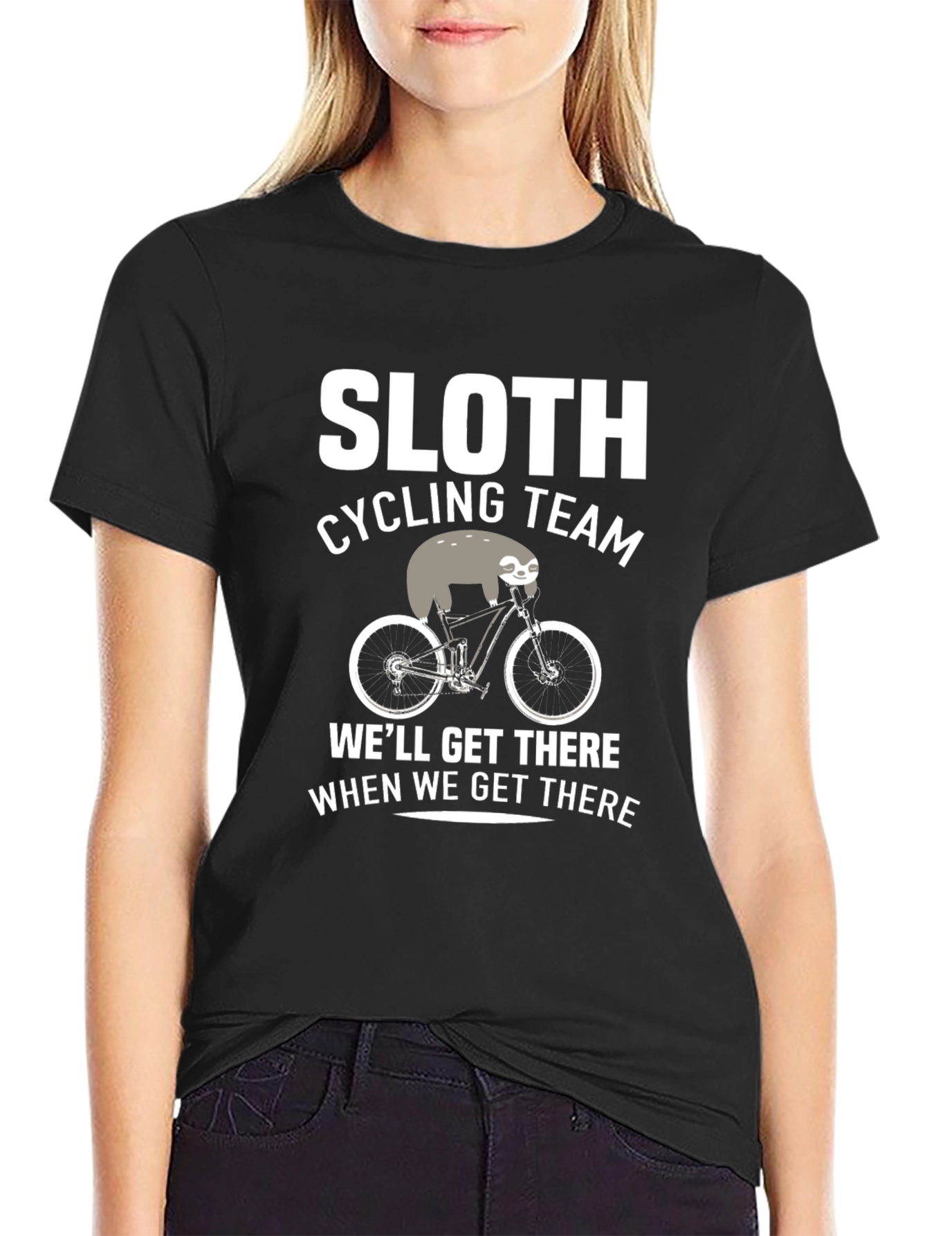 Sloth Cycling Team Black Graphic T-Shirt