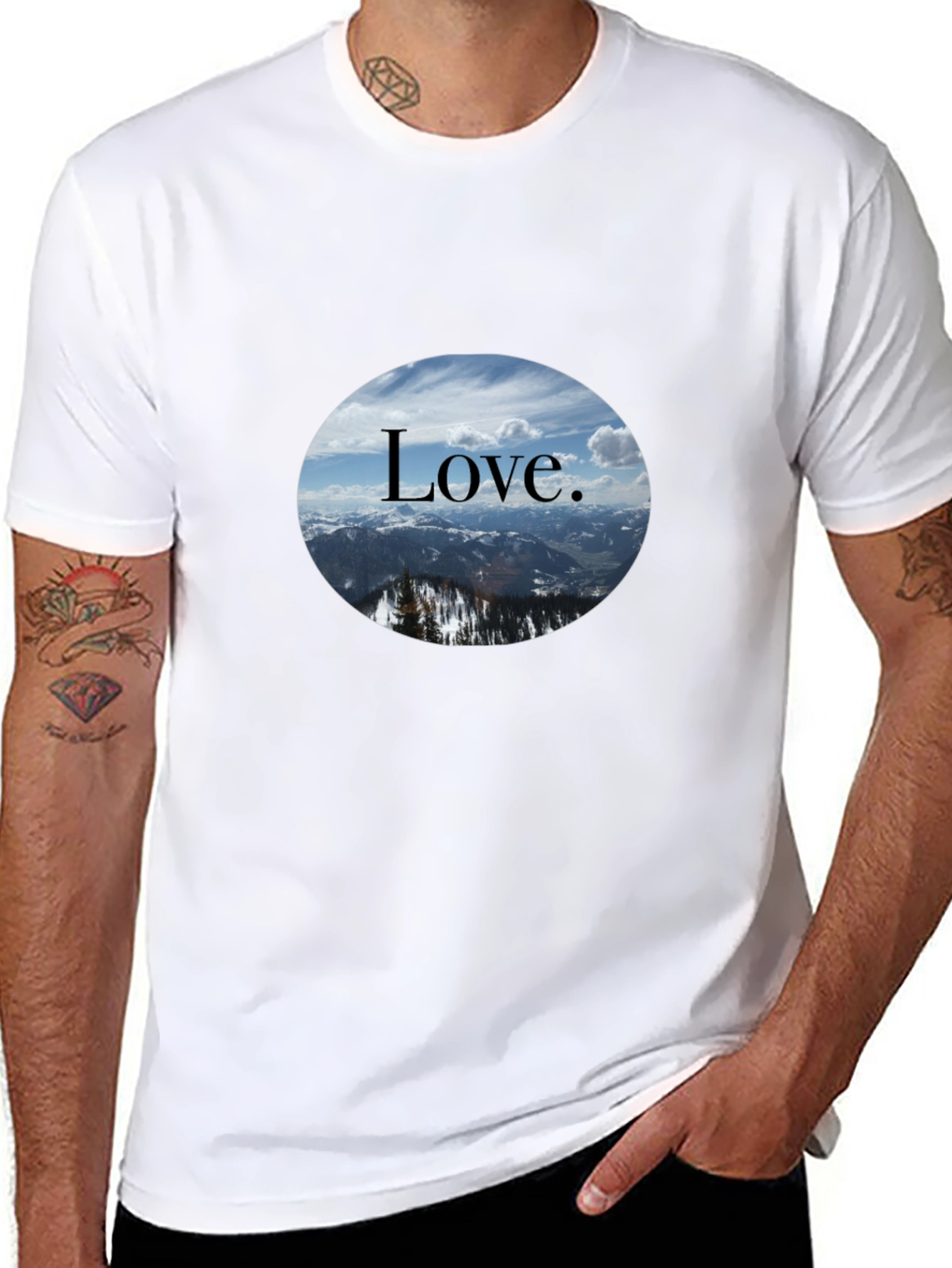 Love Mountain Scene Graphic T-Shirt
